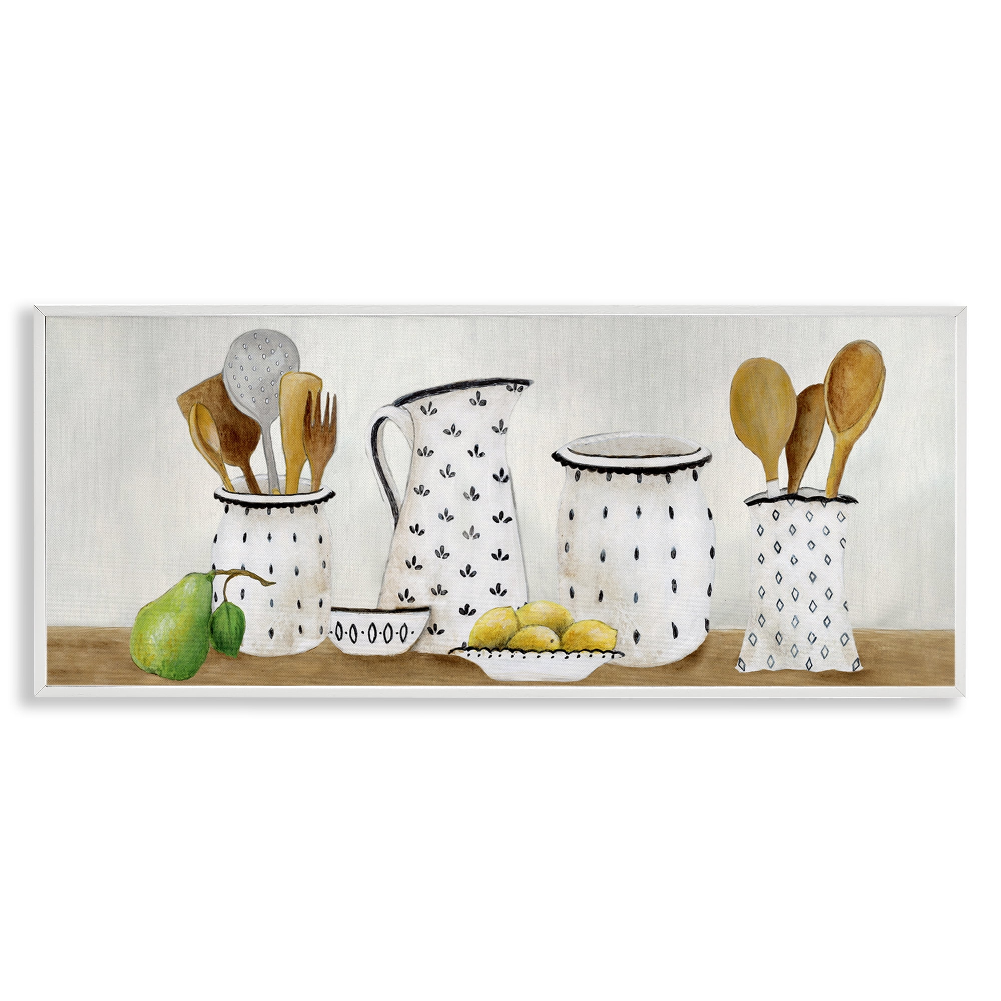 Stupell Industries Kitchen Jugs & Utensils White Framed Giclee Art, design by Janet Tava