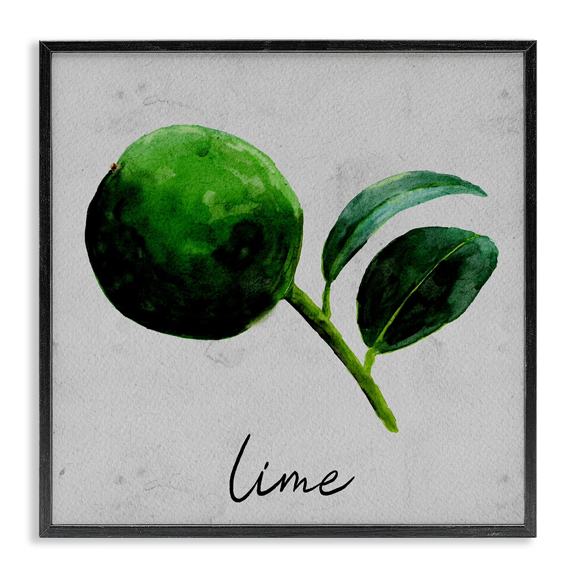 Stupell Industries Kitchen Lime with Leaf Food & Beverage Painting Black Framed Art Print Wall Art, 17 x 17