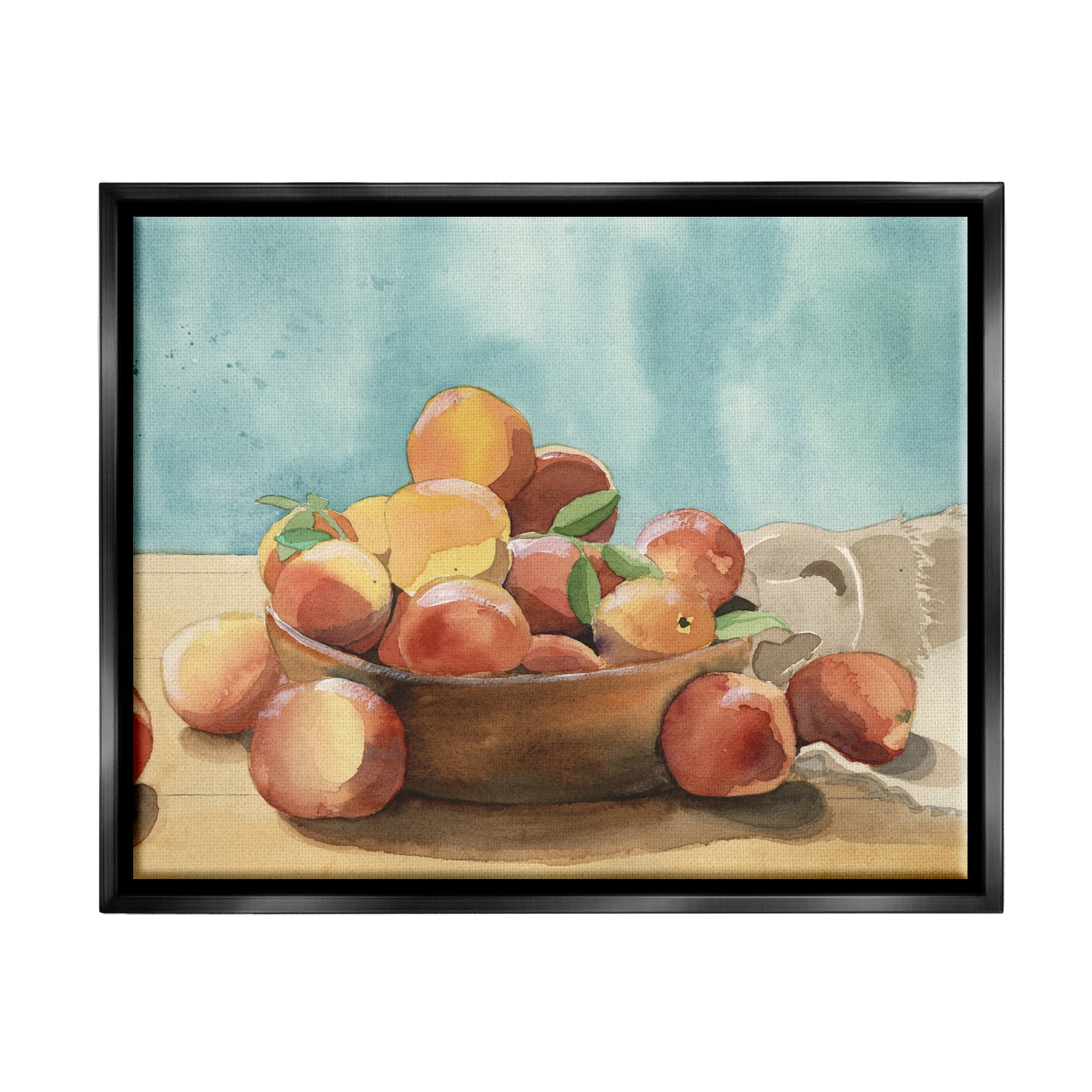 Stupell Industries Kitchen Peaches Still Life Food & Beverage Painting Black Floater Framed Canvas Art Print Wall Art, 31 x 25