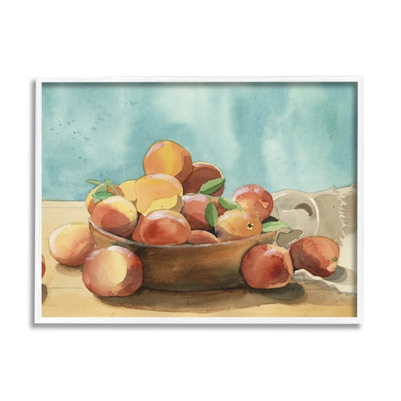 Stupell Industries Kitchen Peaches Still Life Food & Beverage Painting White Framed Art Print Wall Art, 30 x 24