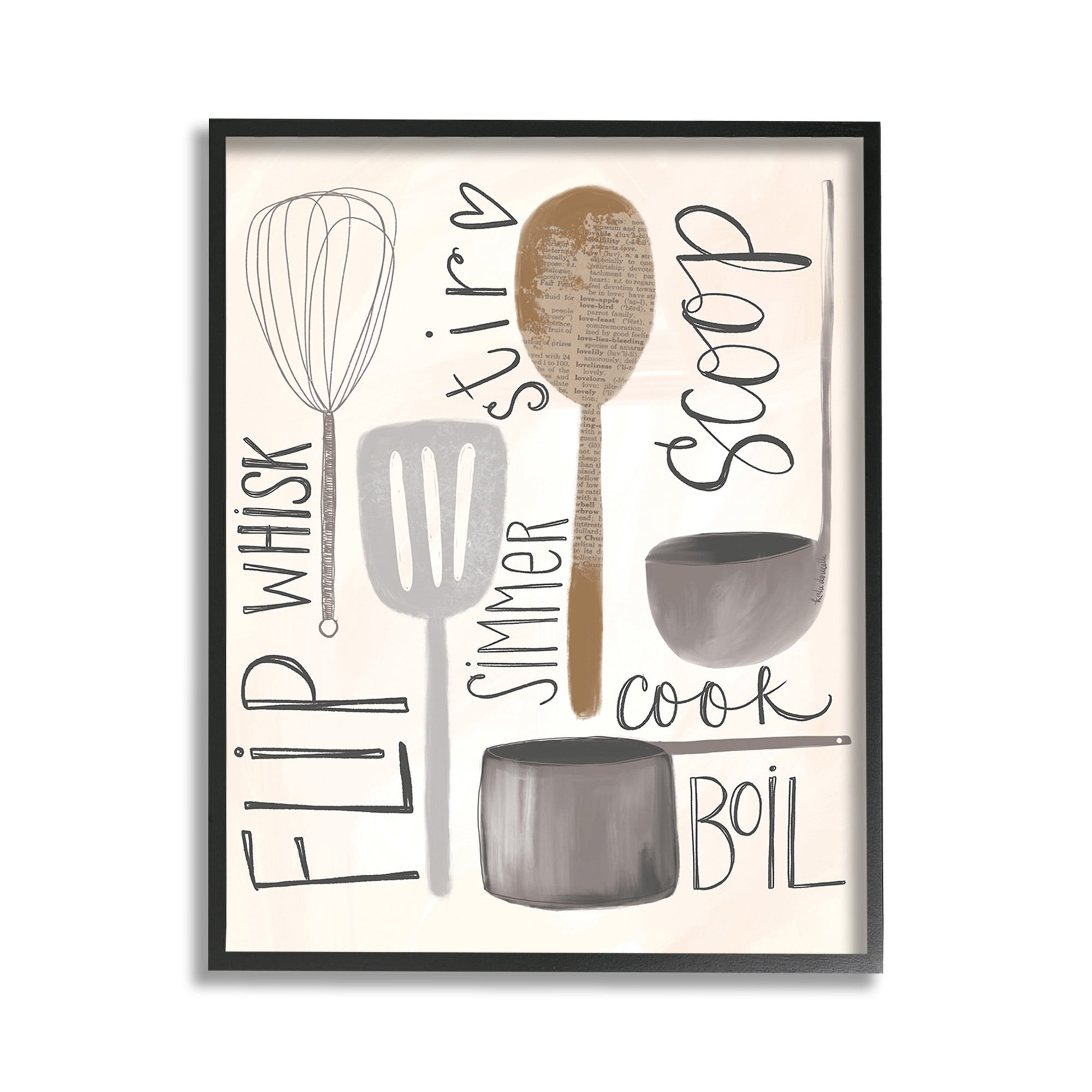 Stupell Industries Kitchen Phrases & Utensils Food & Beverage Painting Black Framed Art Print Wall Art, 11 x 14