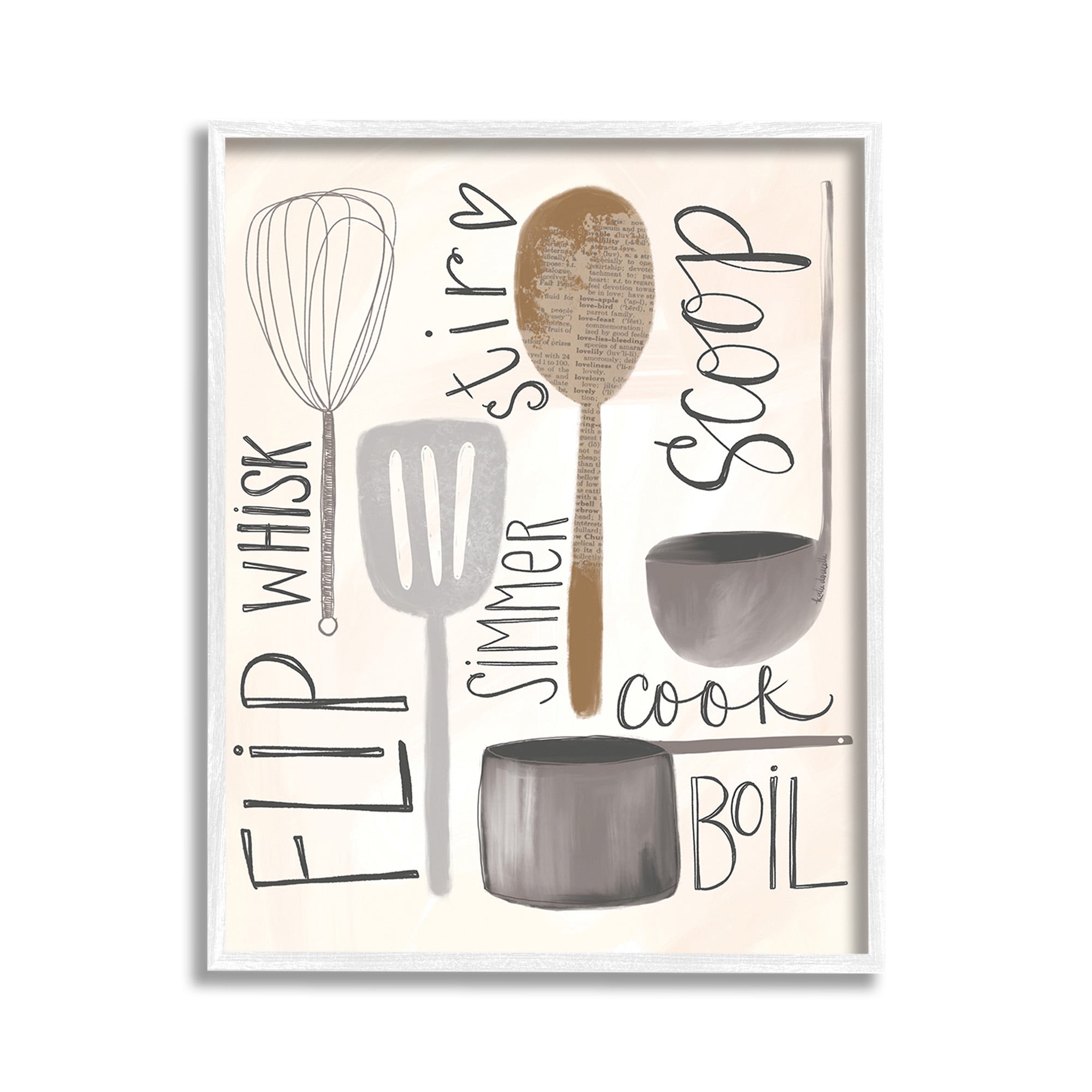 Stupell Industries Kitchen Phrases & Utensils Food & Beverage Painting White Framed Art Print Wall Art, 11 x 14