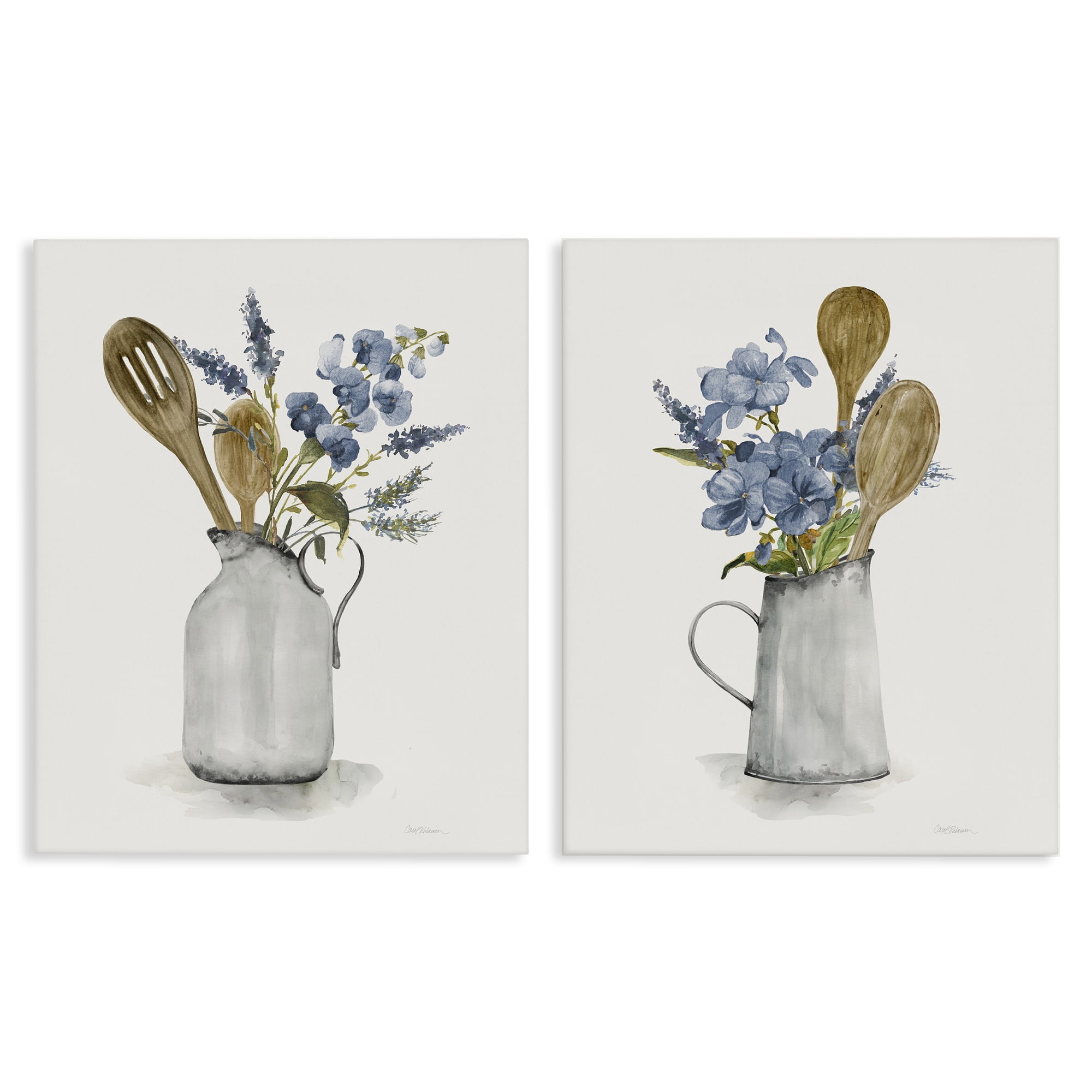 Stupell Industries Kitchen Pitcher Bouquets 2 Piece Canvas Wall Art Set, design by Carol Robinson