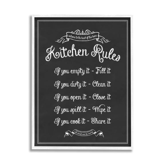 Stupell Industries Kitchen Rules Chalkboard Vintage Sign, 11 x 14,Design by Lettered and Lined