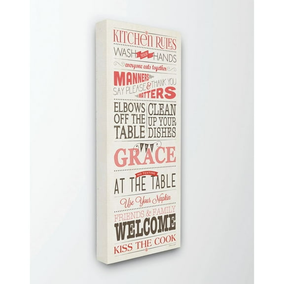 Stupell Industries Kitchen Rules Inspirational Word Dining Room Design Canvas Wall Art by Stephanie Workman Marrott