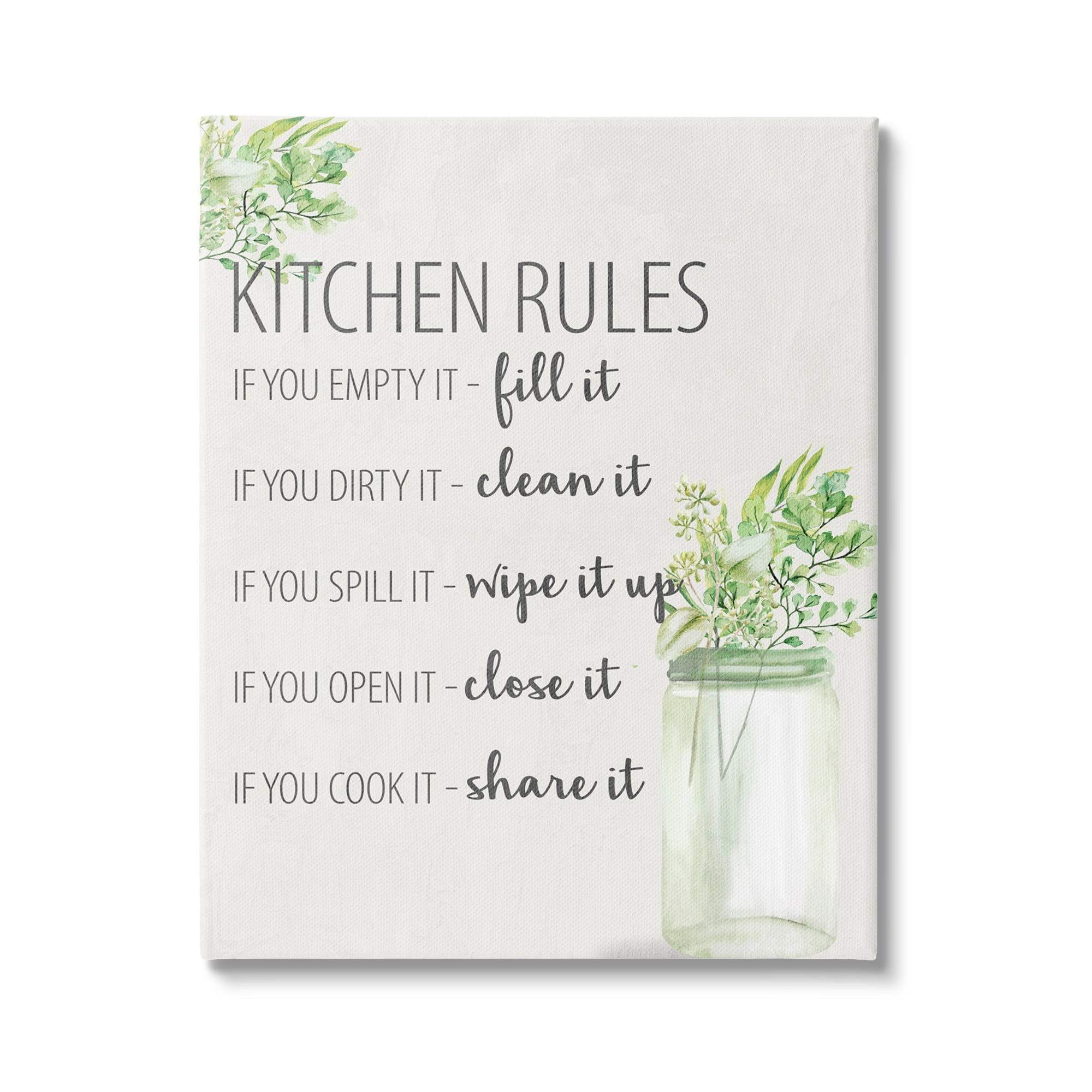 Stupell Industries Kitchen Rules Share It Food & Beverage Painting Gallery Wrapped Canvas Print Wall Art, 30 x 40