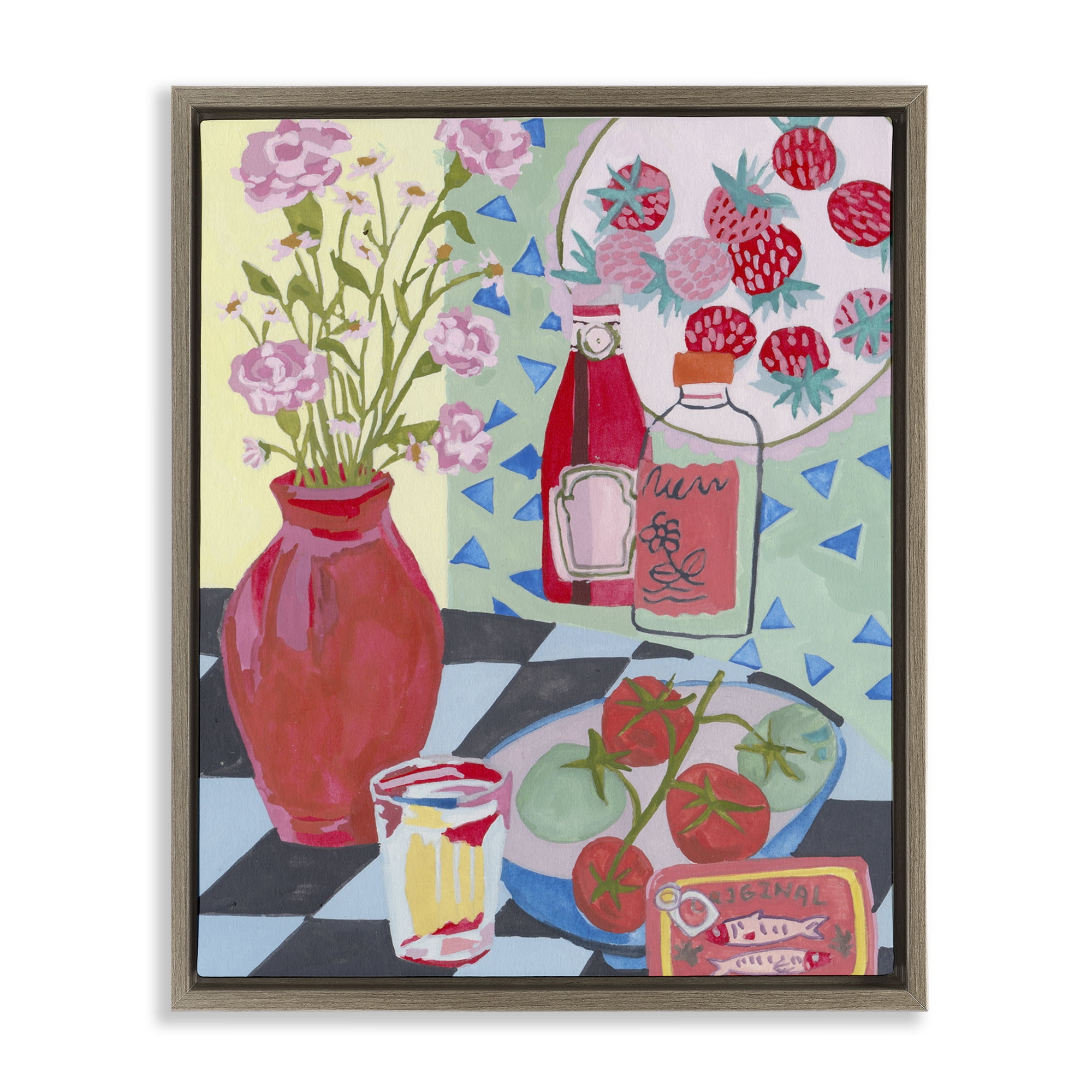 Stupell Industries Kitchen Sauces Still Life Brown Framed Floater Canvas Wall Art, design by Melissa Wang