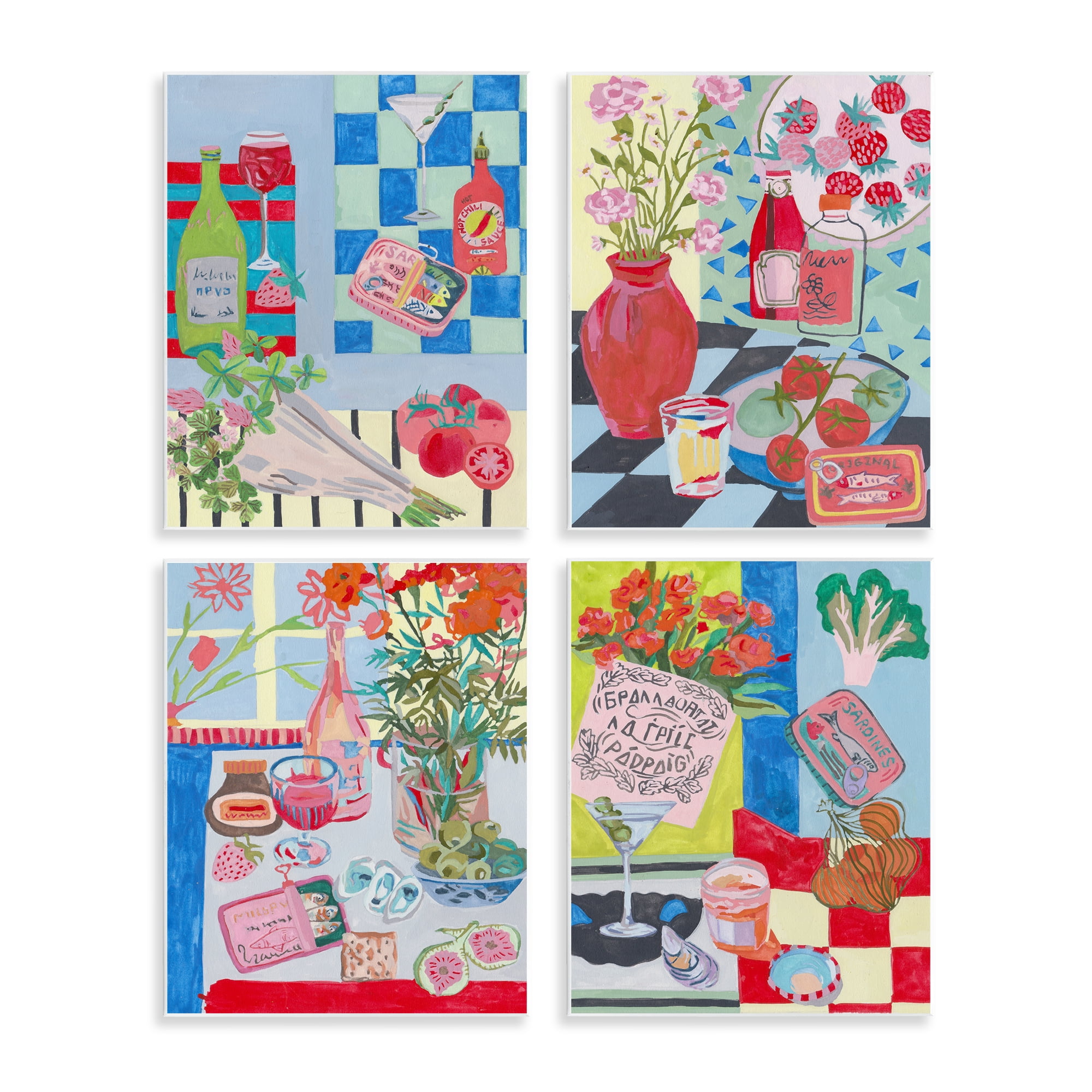 Stupell Industries Kitchen Secrets Still Lifes 4 Piece Wall Plaque Art Set, design by Melissa Wang