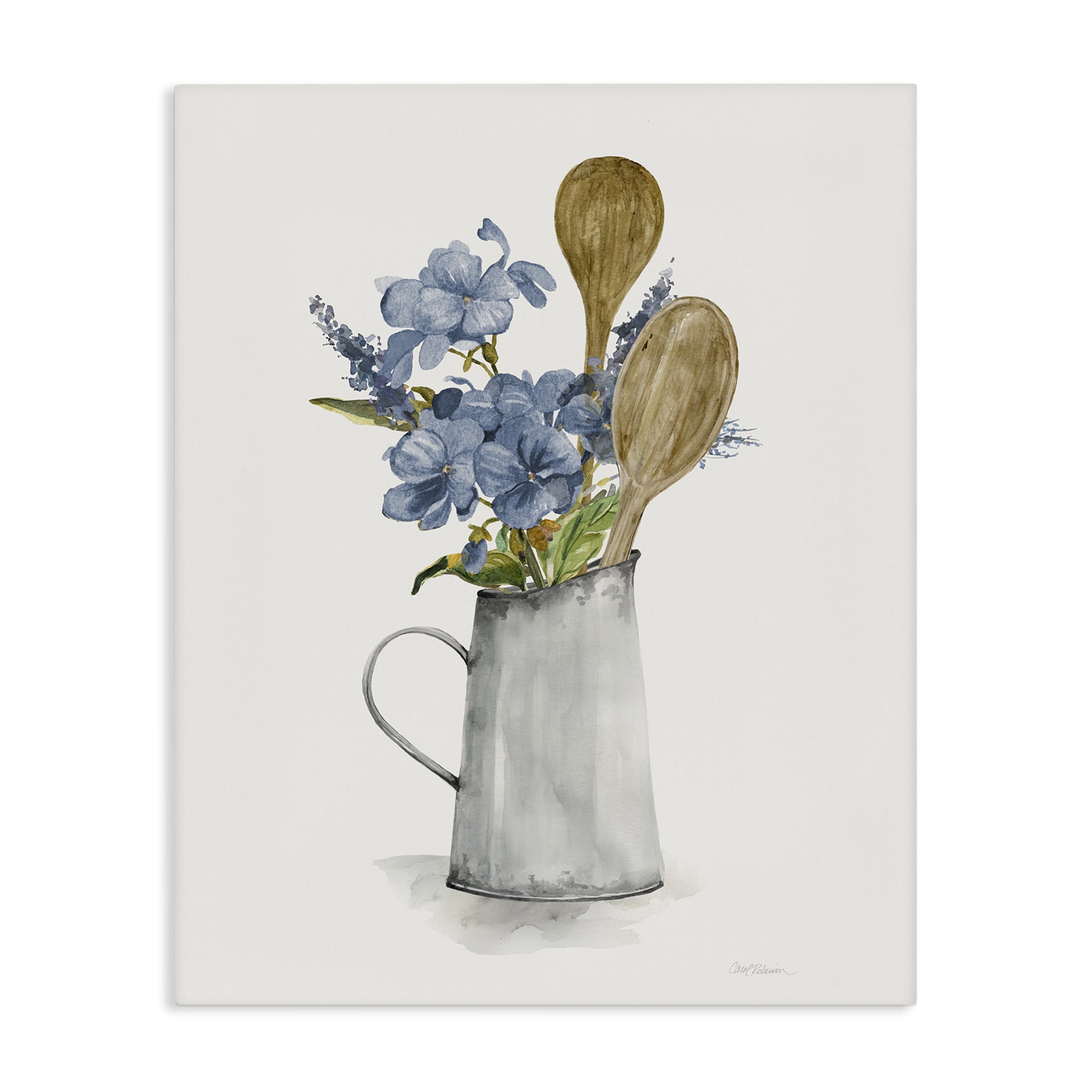 Stupell Industries Kitchen Spoons & Blue Blooms Canvas Wall Art, design by Carol Robinson