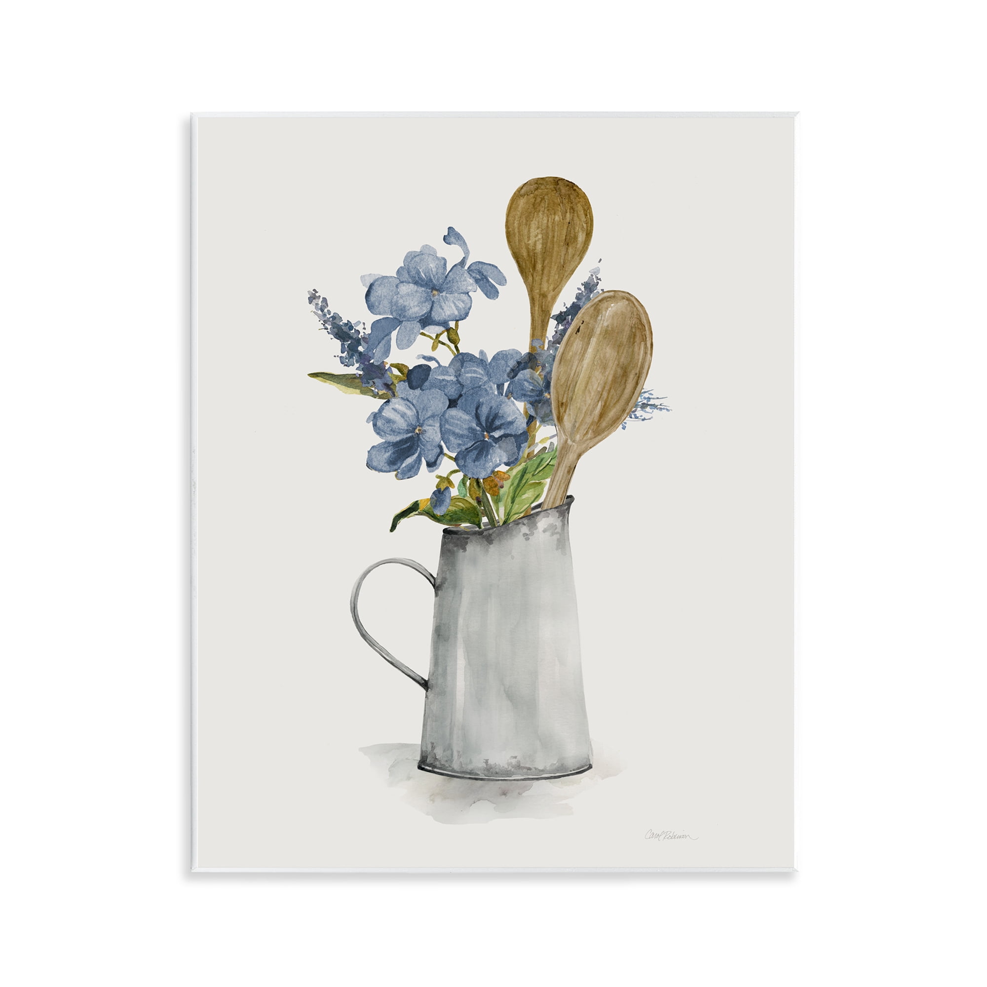 Stupell Industries Kitchen Spoons & Blue Blooms Wall Plaque Art, design by Carol Robinson