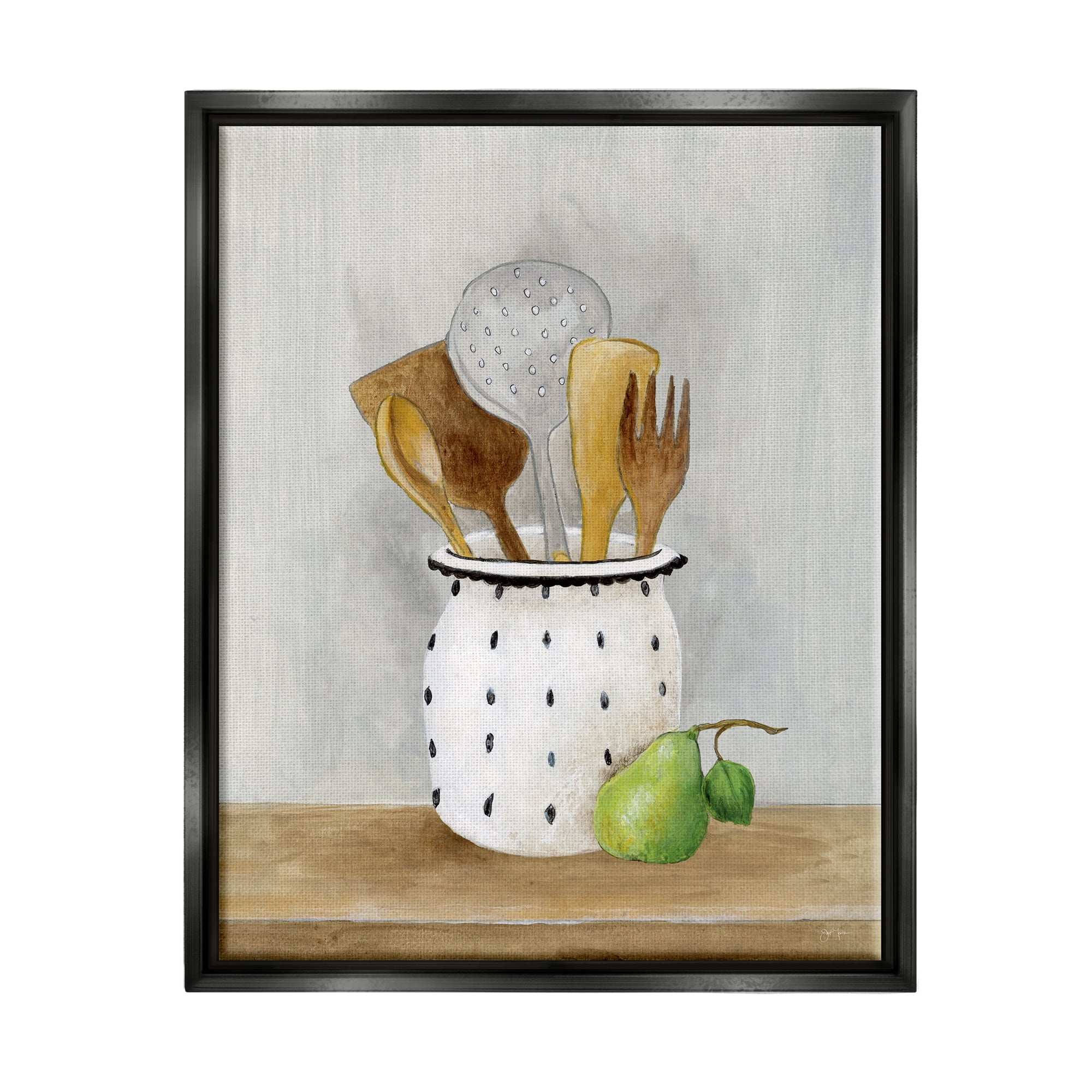 Black Floater Framed Kitchen Utensils Still Life Canvas Print