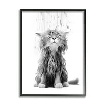 Stupell Industries Kitten Bathroom Splash Animals & Insects Painting Black Framed Art Print Wall Art, 11 x 14