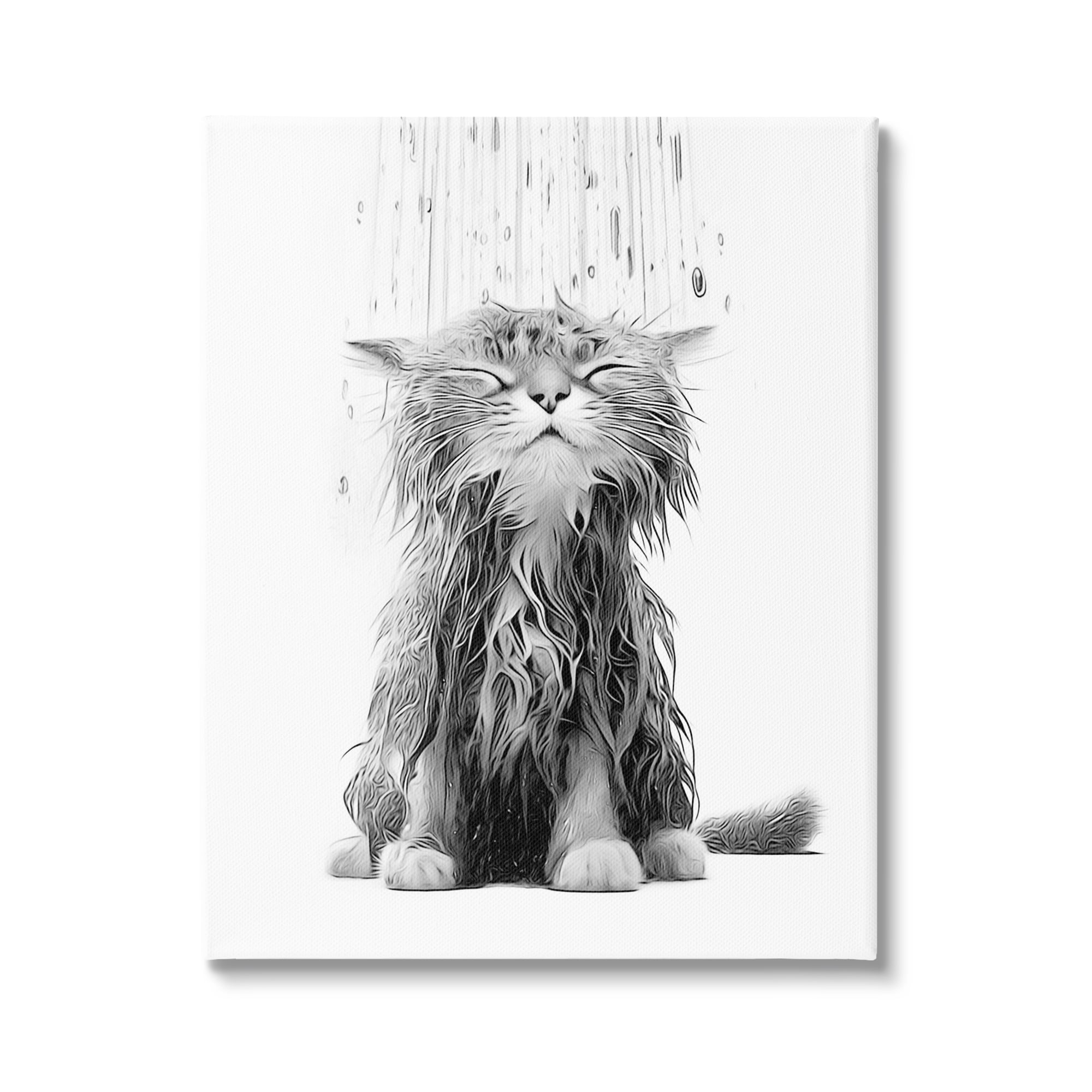 Stupell Industries Kitten Bathroom Splash Animals & Insects Painting Gallery Wrapped Canvas Art Print Wall Art, 30 x 40