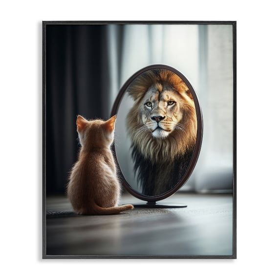 Stupell Industries Contemporary Kitten Becomes Lion Illusion Black Framed Giclee Art, 11 x 14, by Scott Stulberg