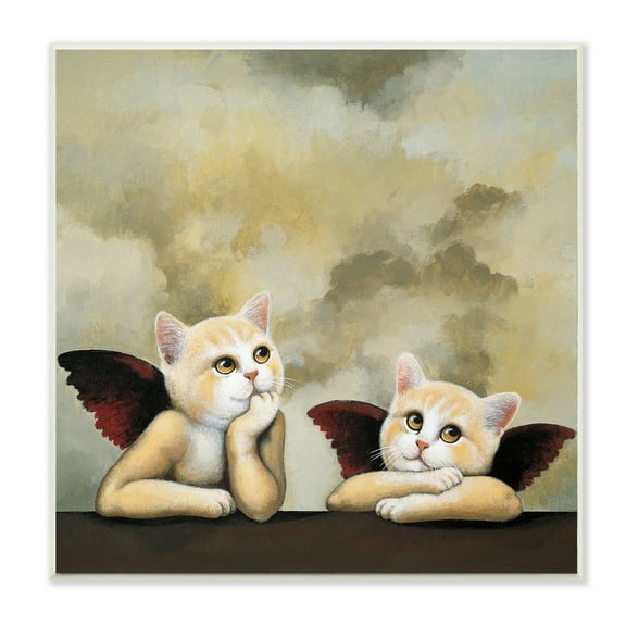 Stupell Industries Kitten Cherub Angels Classic Painting Parody,12 x 12,Designed by Chameleon Design, Inc.