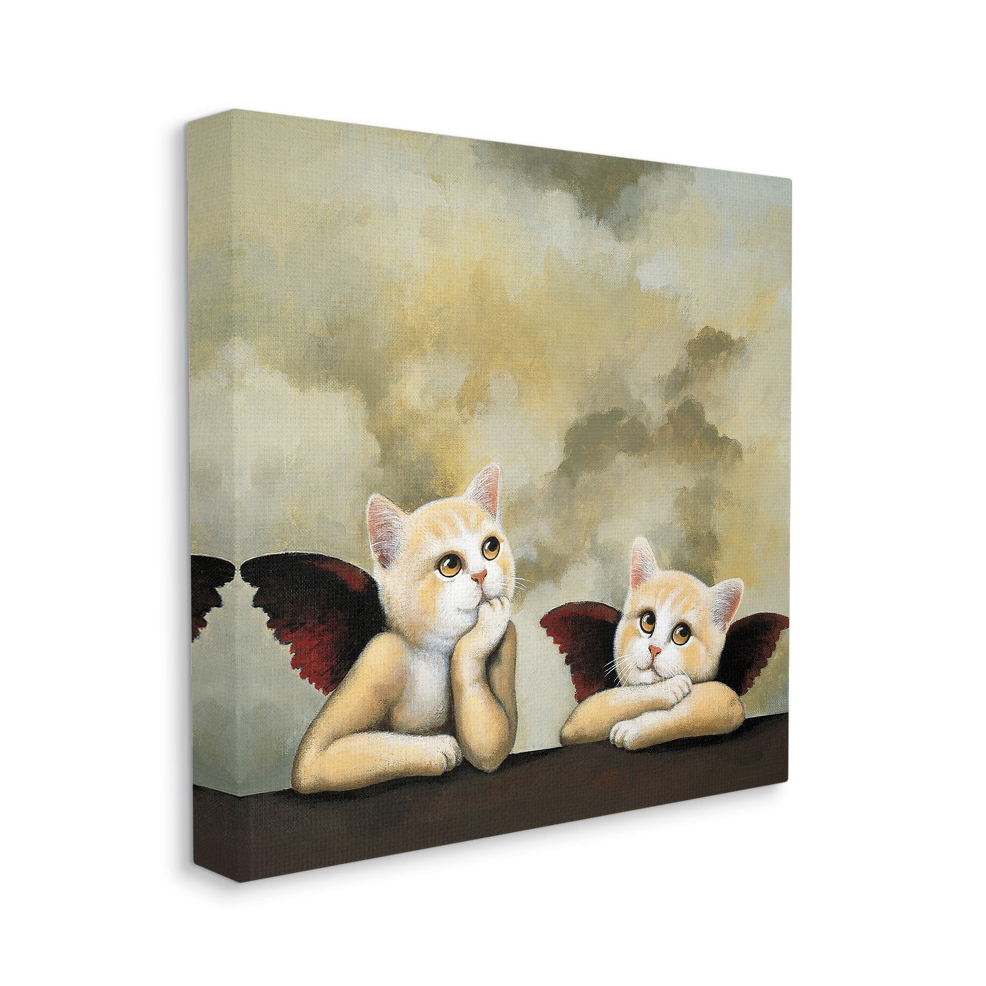Stupell Industries Kitten Cherub Angels Classic Painting Parody,30 x 30,Designed by Chameleon Design, Inc.
