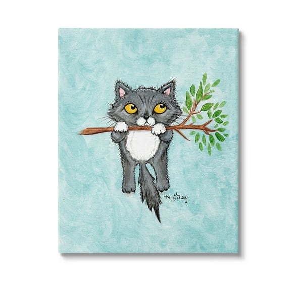 Stupell Industries Kitten Climbing Branch Animals & Insects Painting Gallery Wrapped Canvas Art Print Wall Art, 16 x 20
