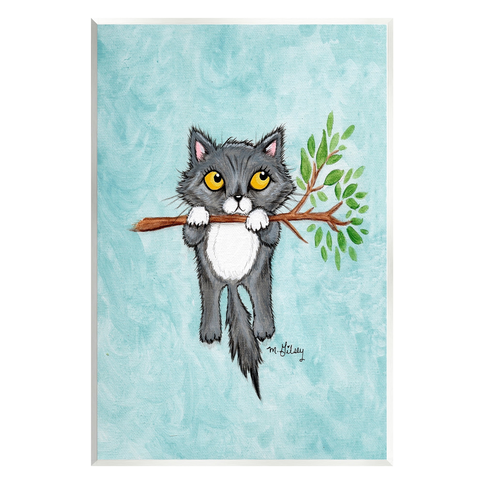 Stupell Industries Kitten Climbing Branch Animals & Insects Painting Unframed Art Print Wall Art, 10 x 15