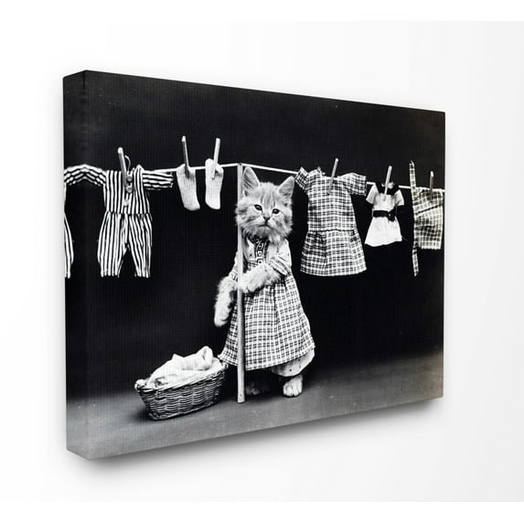 Stupell Industries Kitten Does The Laundry Oversized Canvas Wall Art