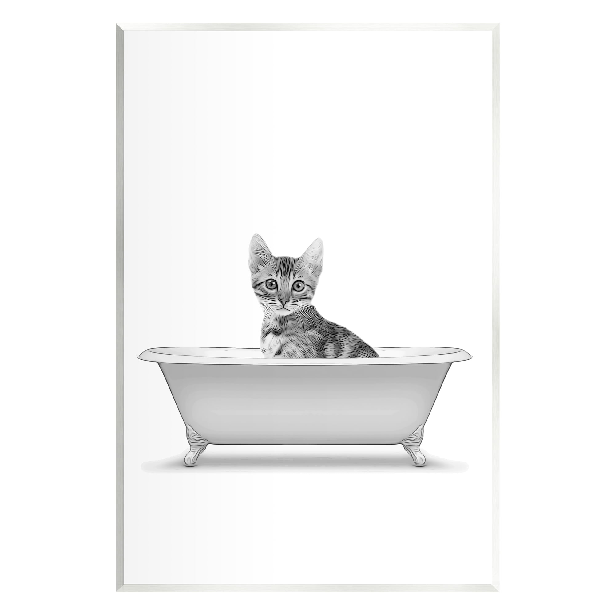 Stupell Industries Kitten In Bathroom Tub Animal Animals & Insects Painting Unframed Art Print Wall Art