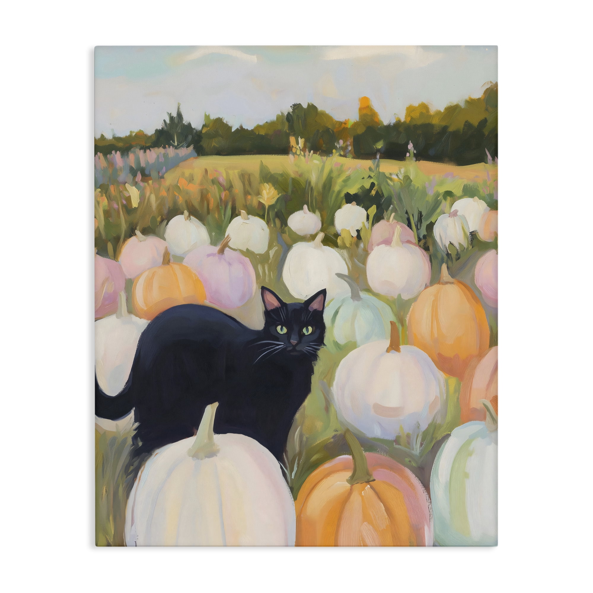 Stupell Industries Kitten & Pumpkins in Field Canvas Wall Art, design by The Prints Vibe