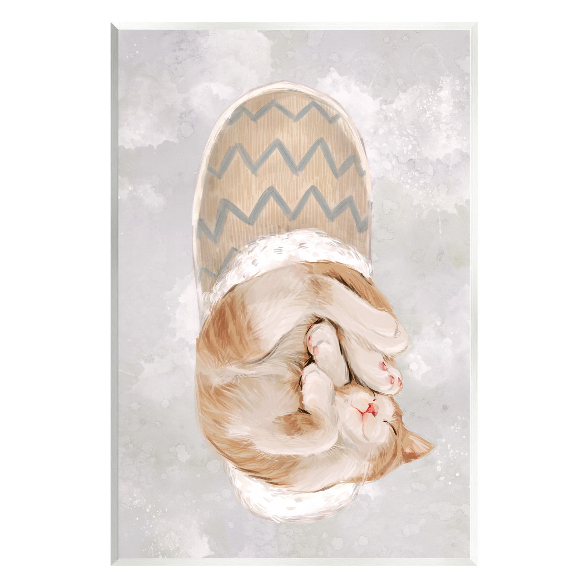 Stupell Industries Kitten Sleeping in Slipper Animals & Insects Painting Unframed Art Print Wall Art, 13 x 19