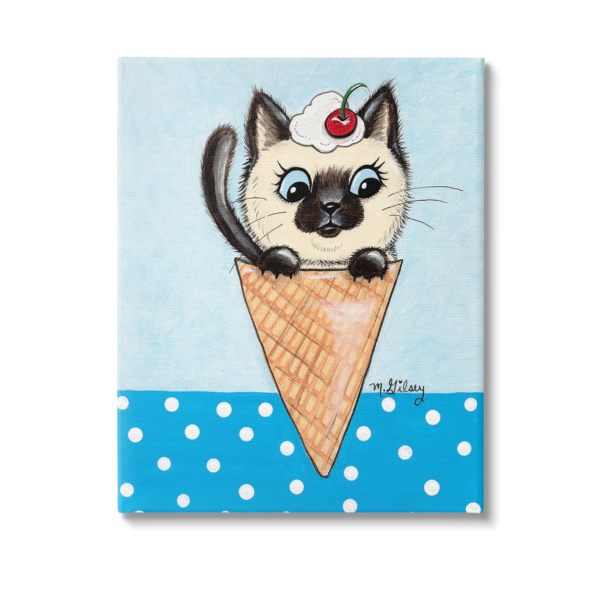 Stupell Industries Kitten Sundae Cone Animals & Insects Painting Gallery Wrapped Canvas Art Print Wall Art, 16 x 20