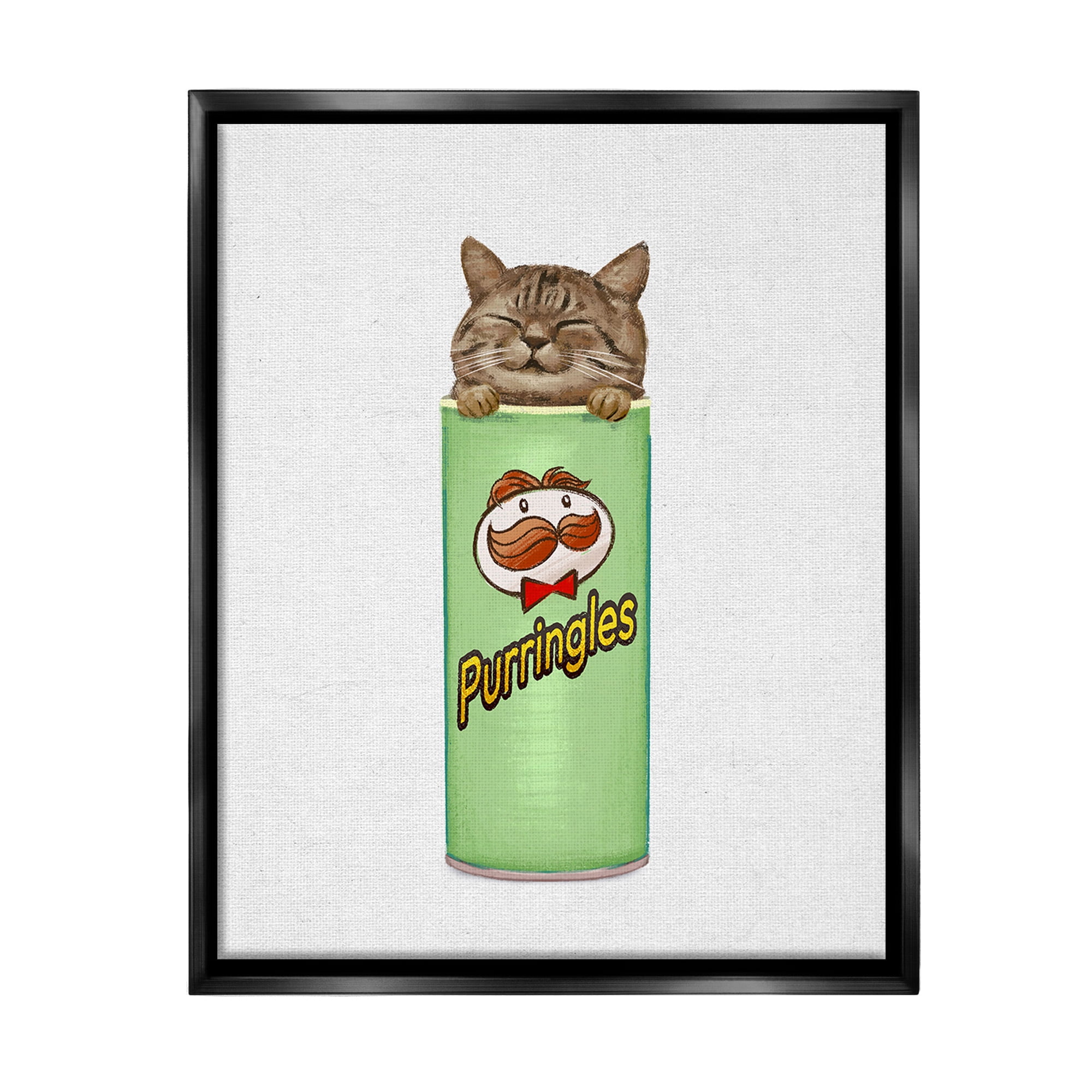 Stupell Industries Kitten in Chips Tin Animals & Insects Painting Black Floater Framed Canvas Art Print Wall Art, 25 x 31