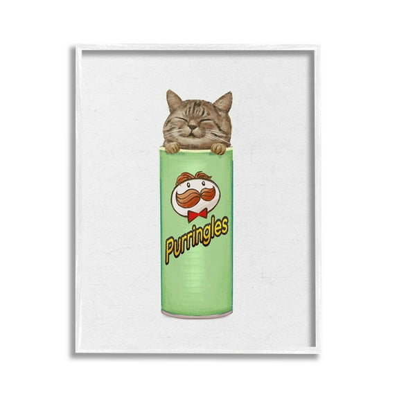 Stupell Industries Kitten in Chips Tin Animals & Insects Painting White Framed Art Print Wall Art, 24 x 30