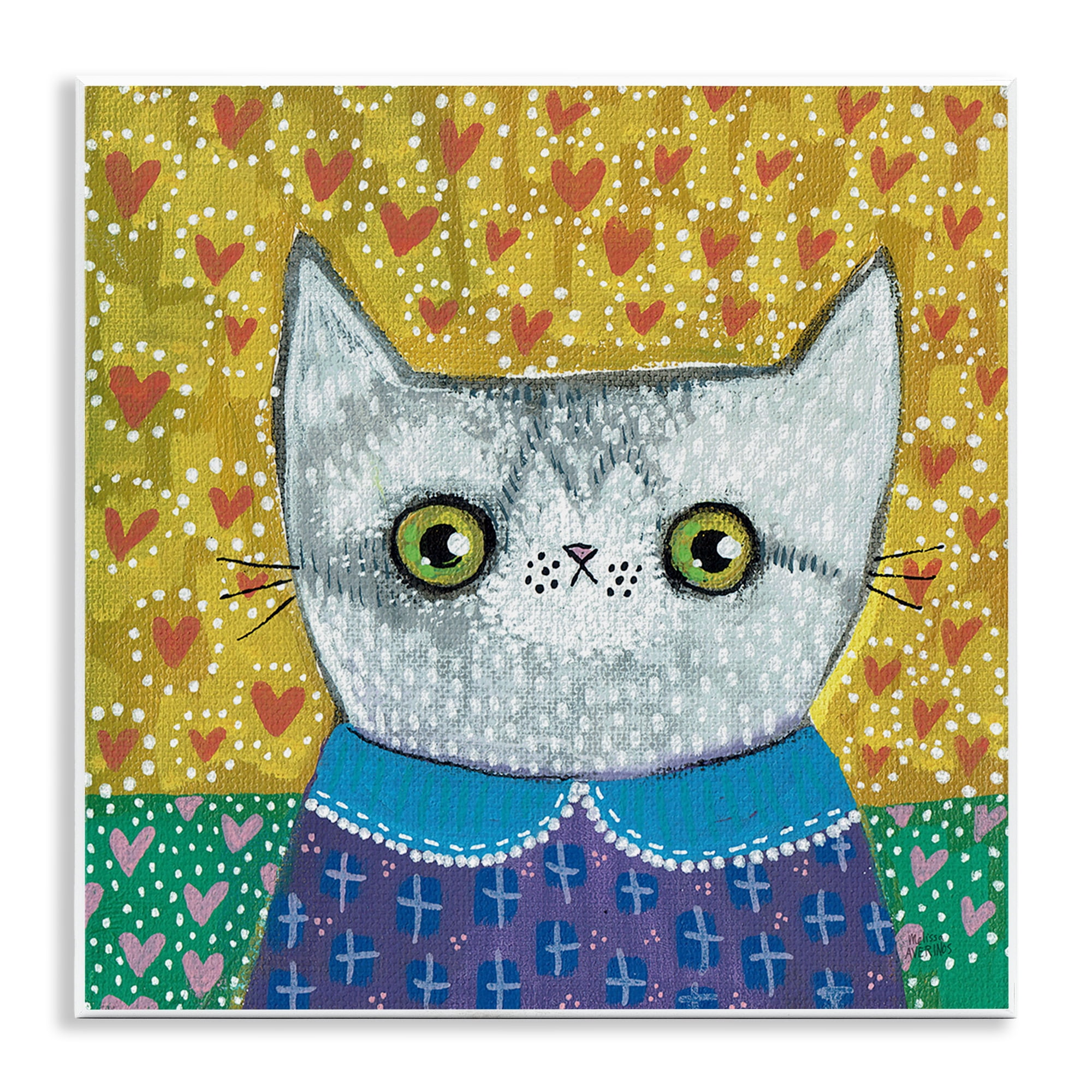 Stupell Industries Kitten with Fun Patterns Animals & Insects Painting Unframed Art Print Wall Art, 12 x 12