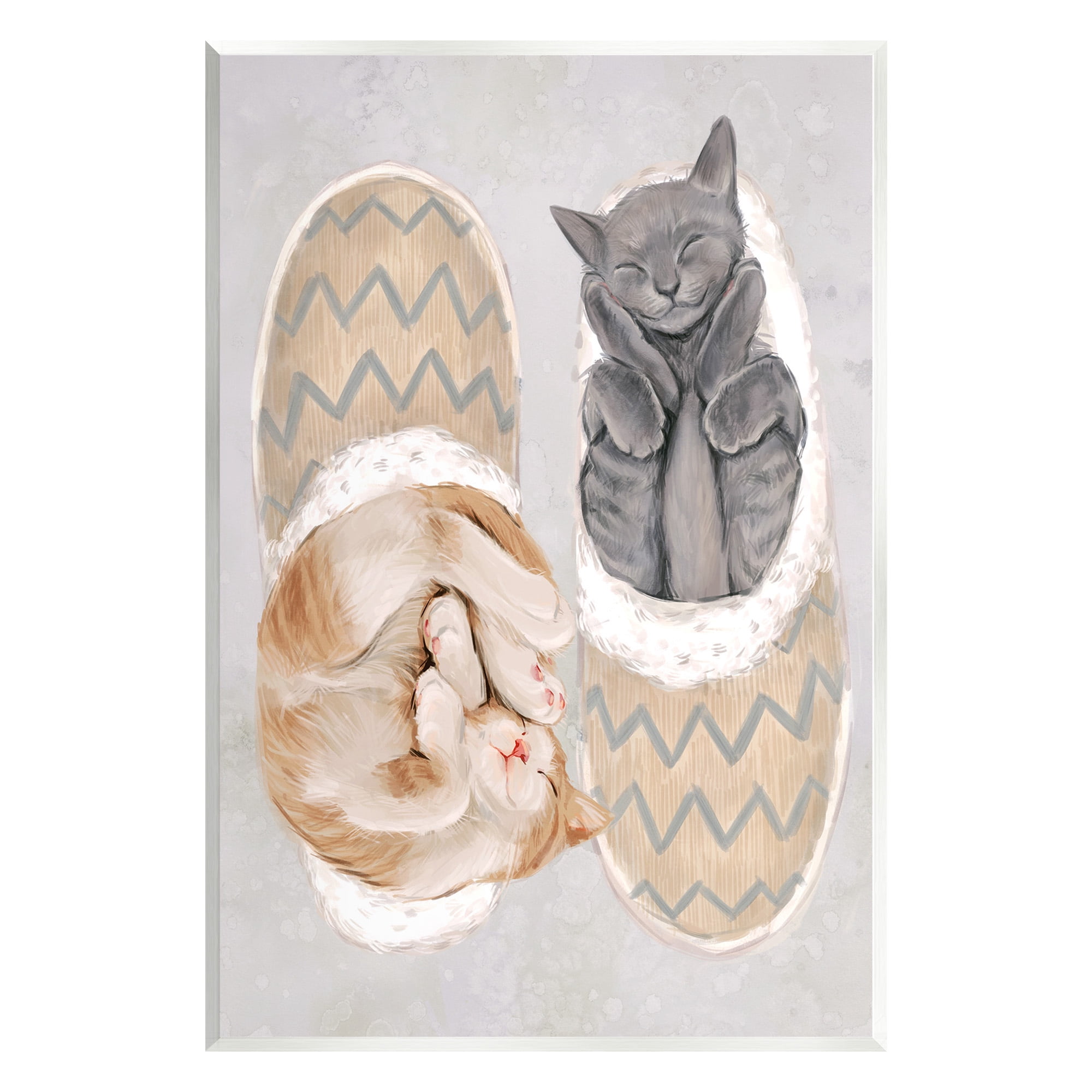 Stupell Industries Kittens In Slippers Animals & Insects Painting Unframed Art Print Wall Art, 13 x 19