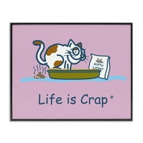 Stupell Industries Kitty Litter Funny Novelty & Humor Painting Black Framed Art Print Wall Art, 14 x 11