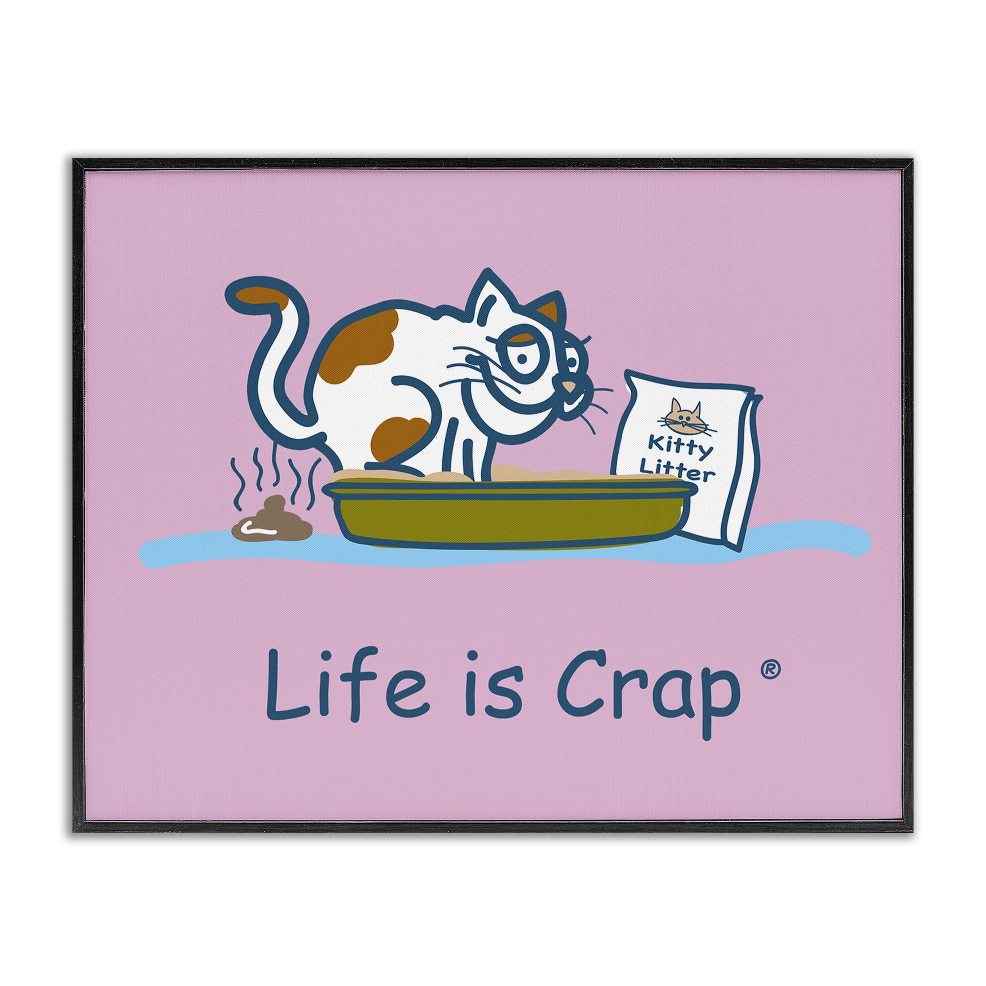 Stupell Industries Kitty Litter Funny Novelty & Humor Painting Black Framed Art Print Wall Art, 30 x 24