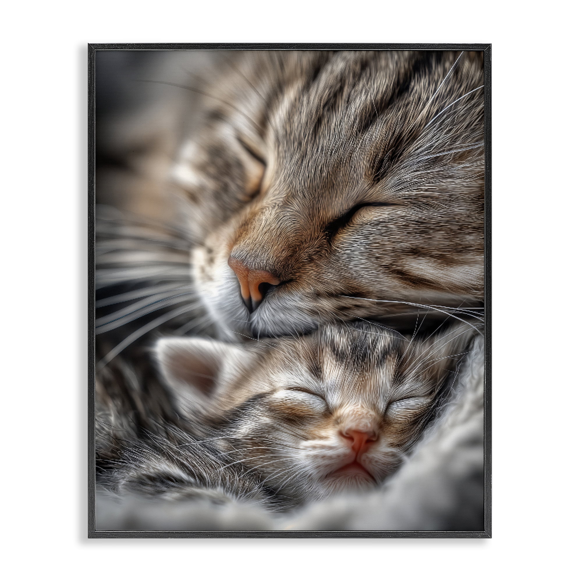 Stupell Industries Kitty Love Cuddles Black Framed Giclee Art, design by Scott Stulberg