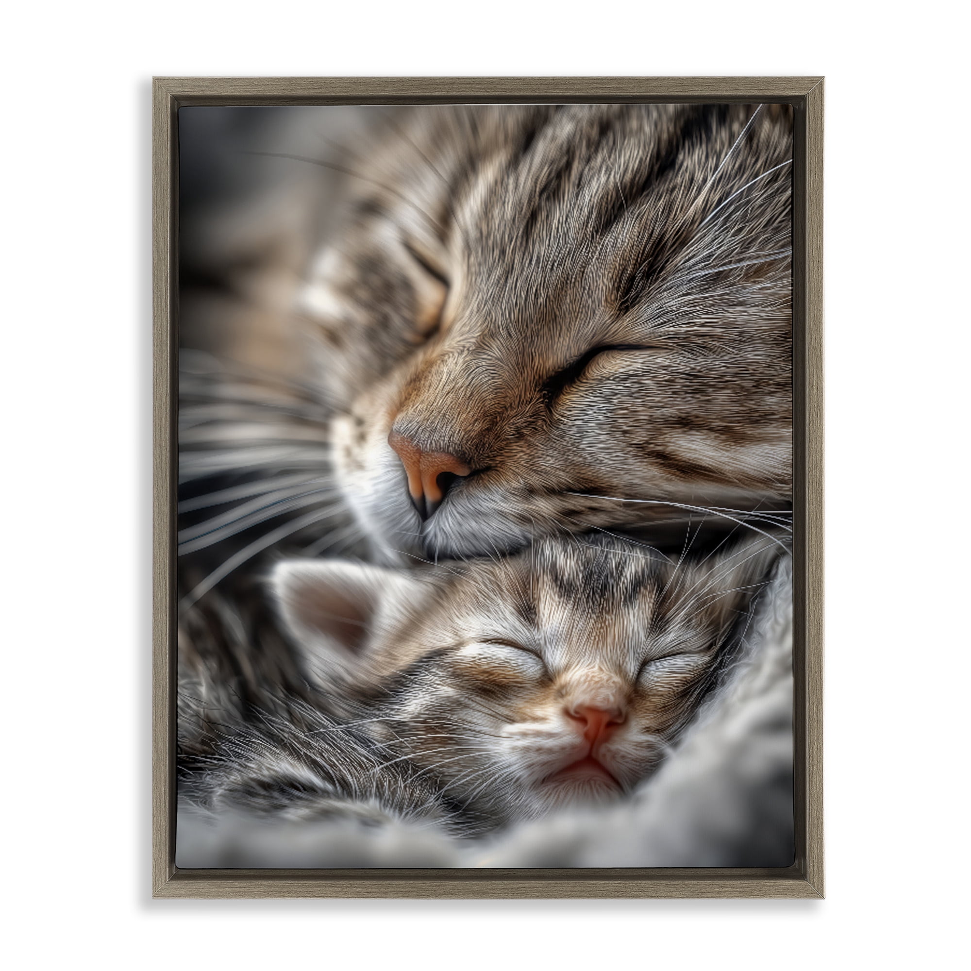 Stupell Industries Kitty Love Cuddles Brown Framed Floater Canvas Wall Art, design by Scott Stulberg