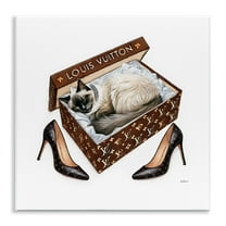 Stupell Industries Kitty Sleeping Heels Box Animals Painting Unframed Art Print Wall Art, 12 x 12