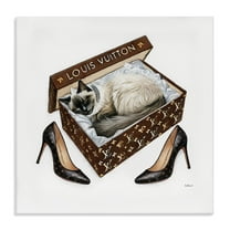 Stupell Industries Kitty Sleeping Heels Box Animals Painting Wrapped Canvas Art Print Wall Art, 17 x 17