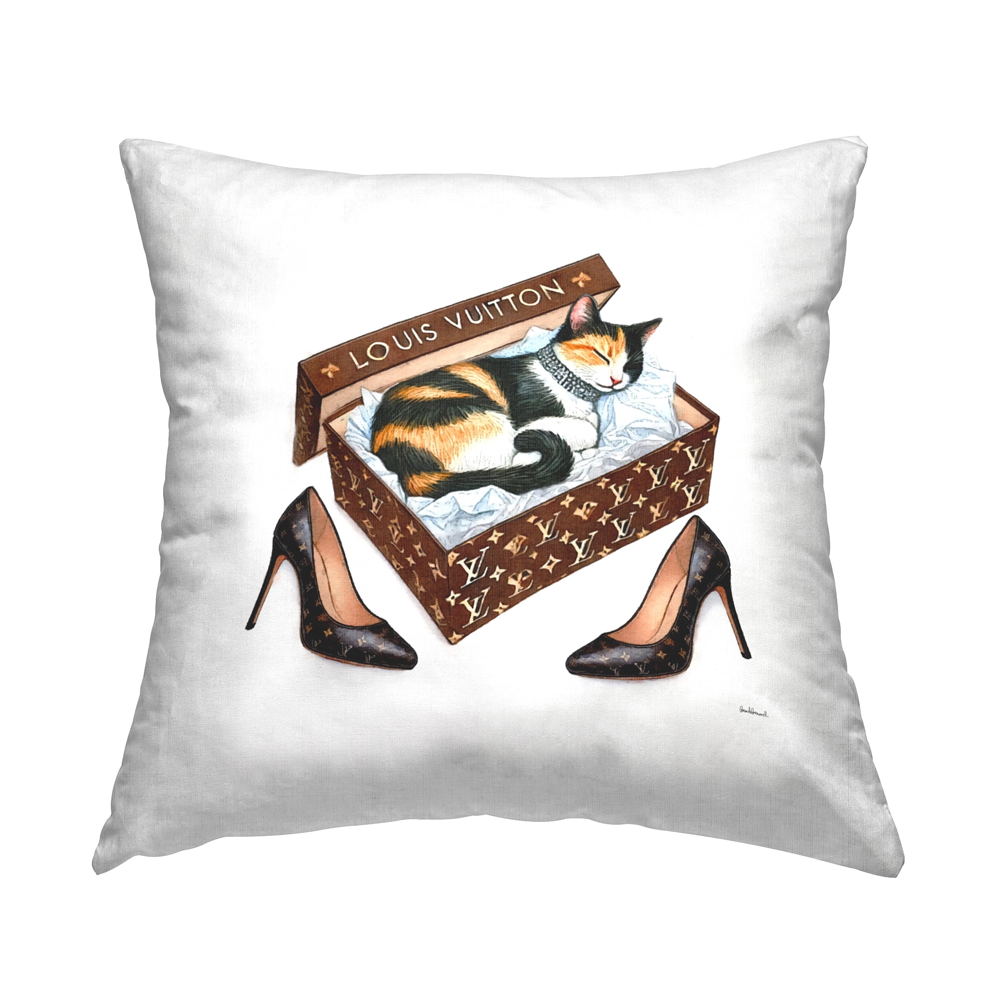 Stupell Industries Kitty Sleeping in Shoebox Decorative Printed Throw Pillow Design by Amanda Greenwood.