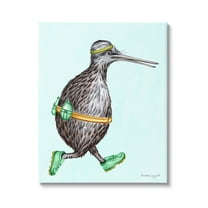 Stupell Industries Kiwi Bird Jogging Exercise Clothing Sneakers Illustration Graphic Art Gallery Wrapped Canvas Print Wall Art, Design by Amelie Legault
