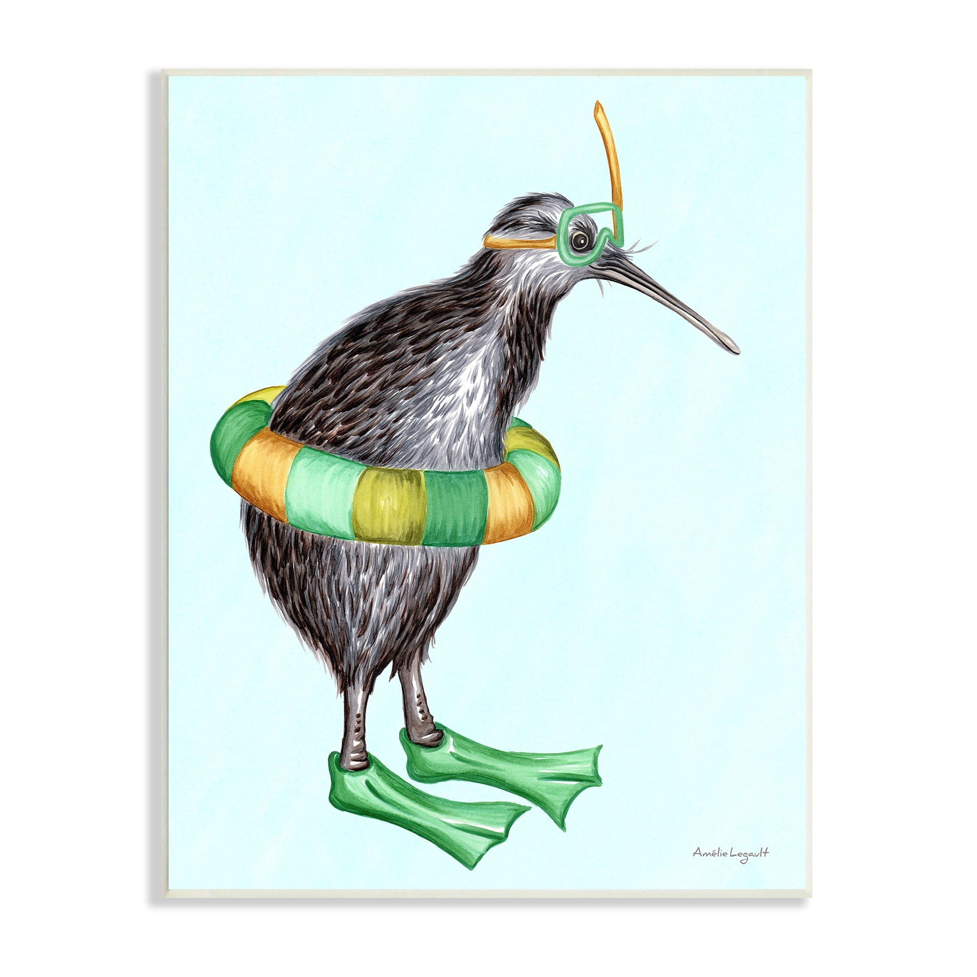 Stupell Kiwi Bird Swimming Tube Art Print by Amelie Legault Bird
