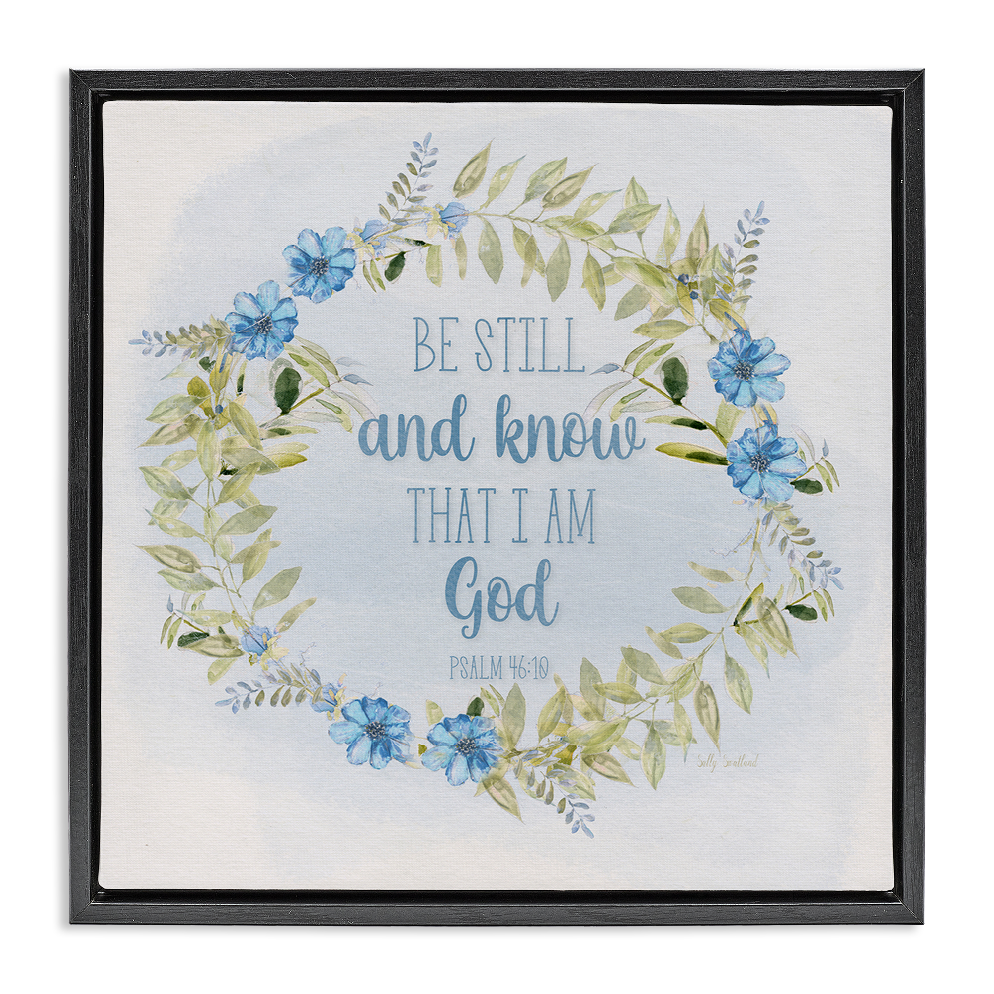 Stupell Industries Know I Am God Phrase Religious & Spiritual Painting Black Floater Framed Canvas Art Print Wall Art, 18 x 18