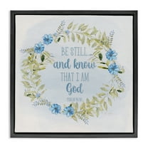 Stupell Industries Know I Am God Phrase Religious & Spiritual Painting Black Floater Framed Canvas Art Print Wall Art, 18 x 18