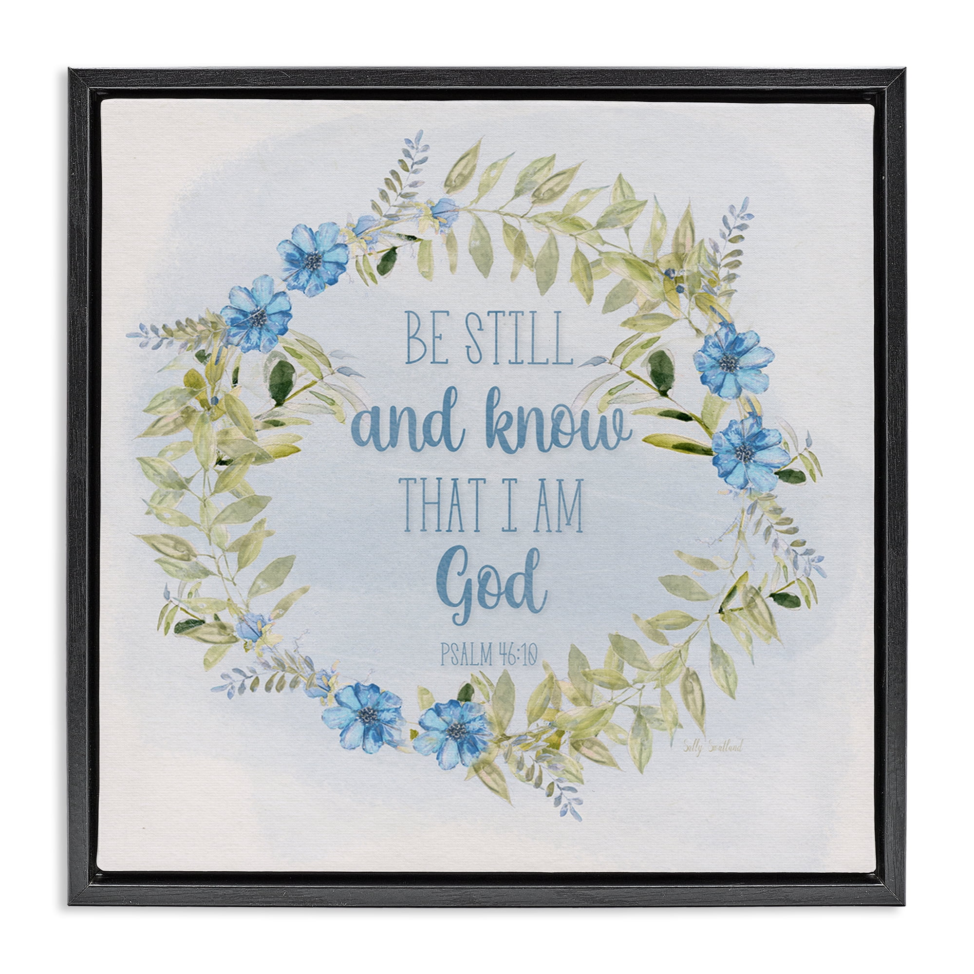 Stupell Industries Know I Am God Phrase Religious & Spiritual Painting Black Floater Framed Canvas Art Print Wall Art, 25 x 25