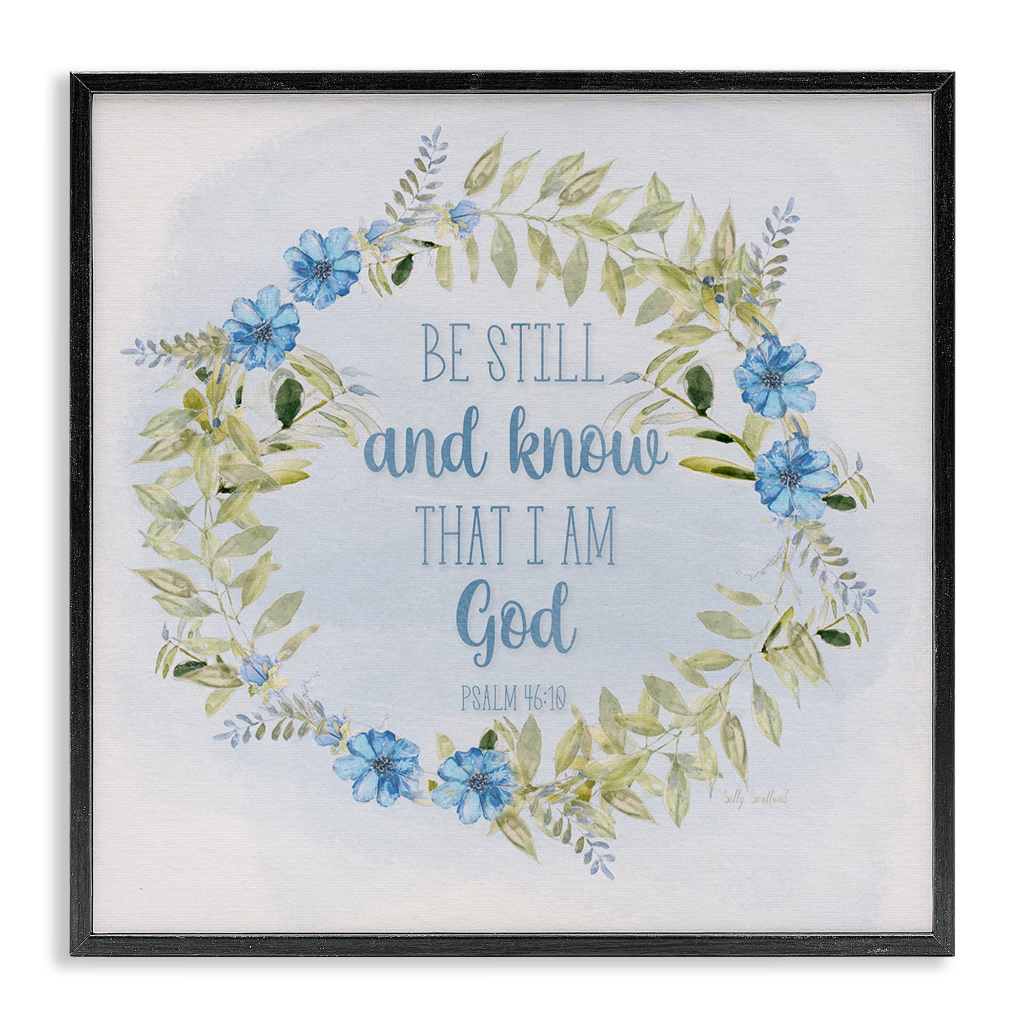 Stupell Industries Know I Am God Phrase Religious & Spiritual Painting Black Framed Art Print Wall Art, 24 x 24