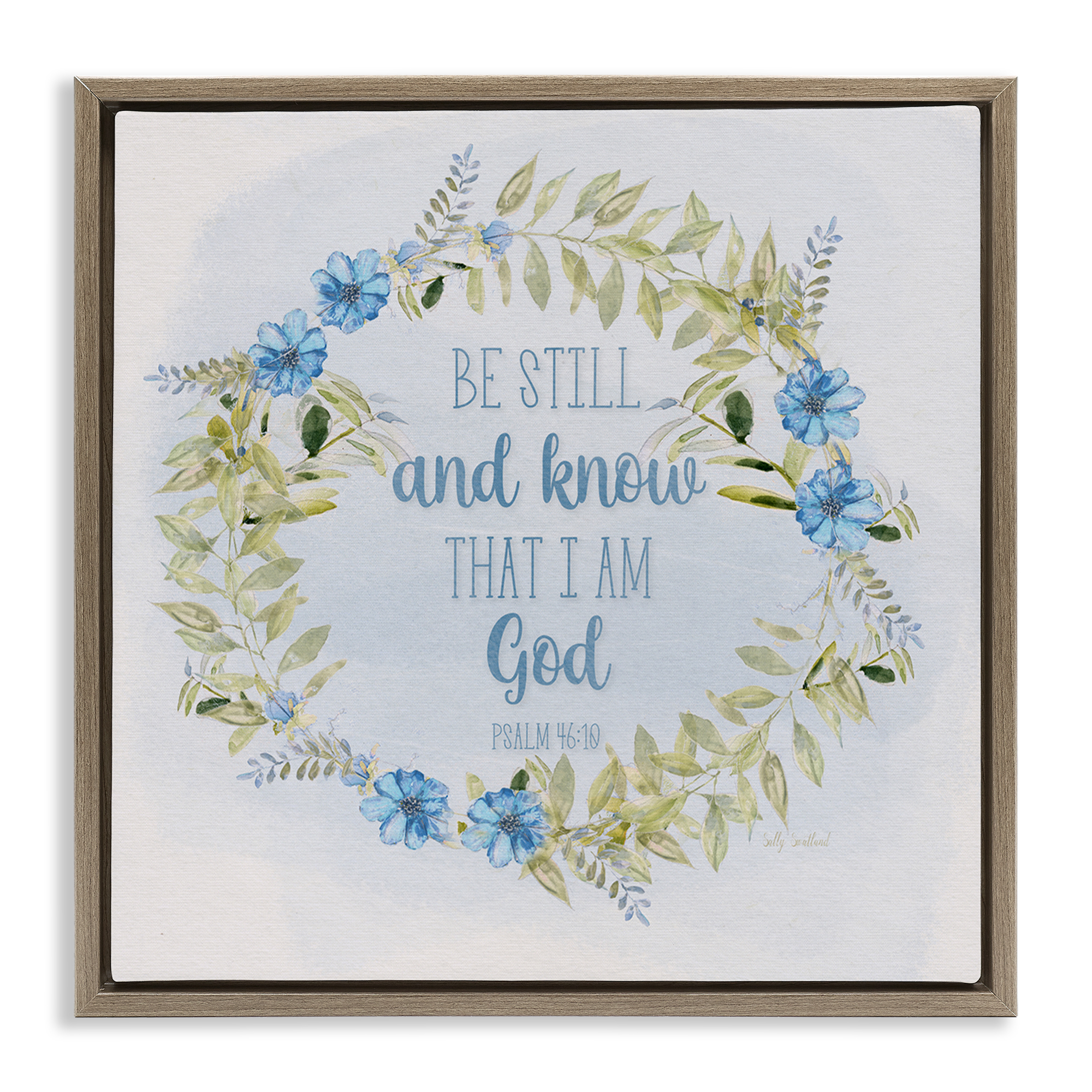 Stupell Industries Know I Am God Phrase Religious & Spiritual Painting Brown Floater Framed Canvas Art Print Wall Art, 25 x 25