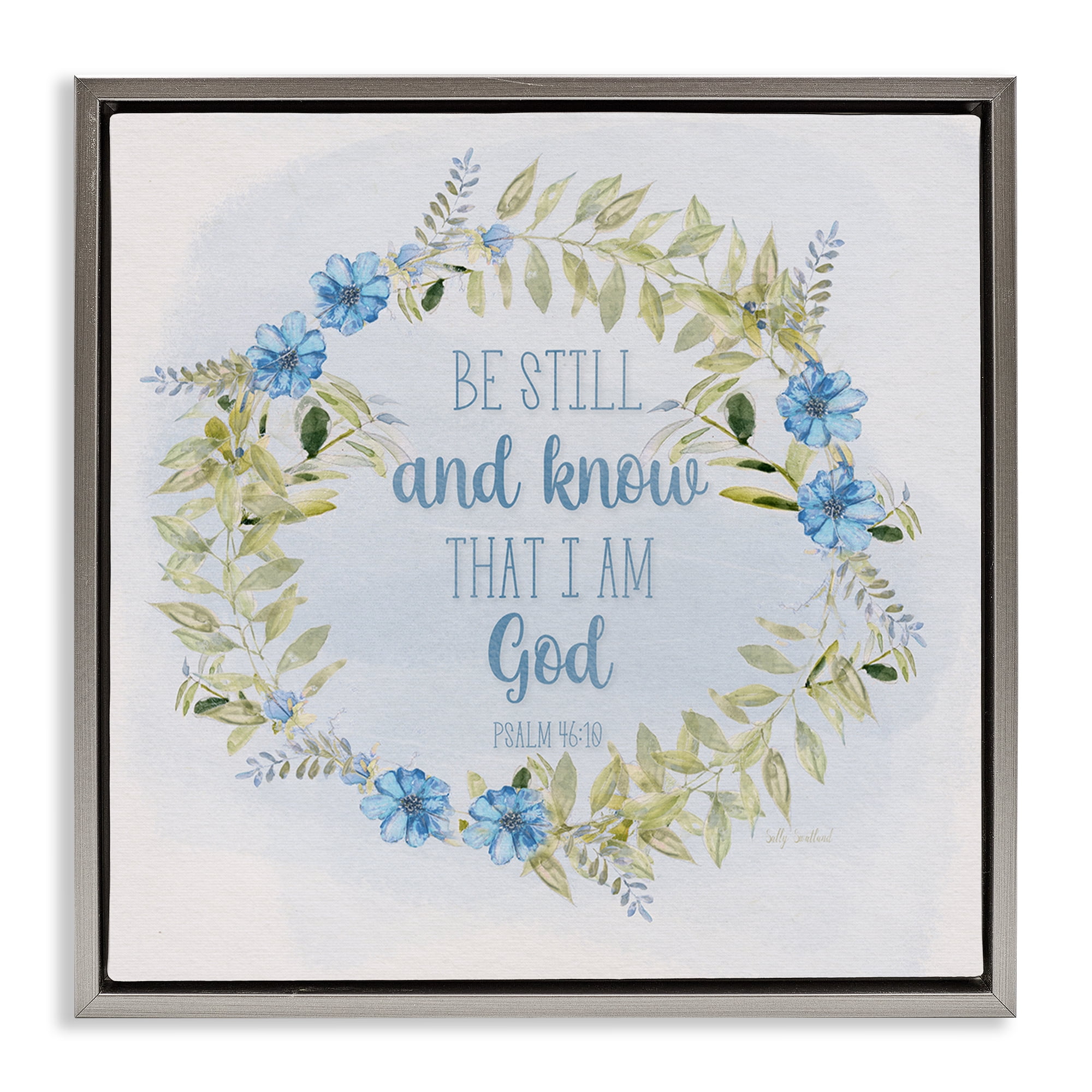 Stupell Industries Know I Am God Phrase Religious & Spiritual Painting Gray Floater Framed Canvas Art Print Wall Art, 25 x 25