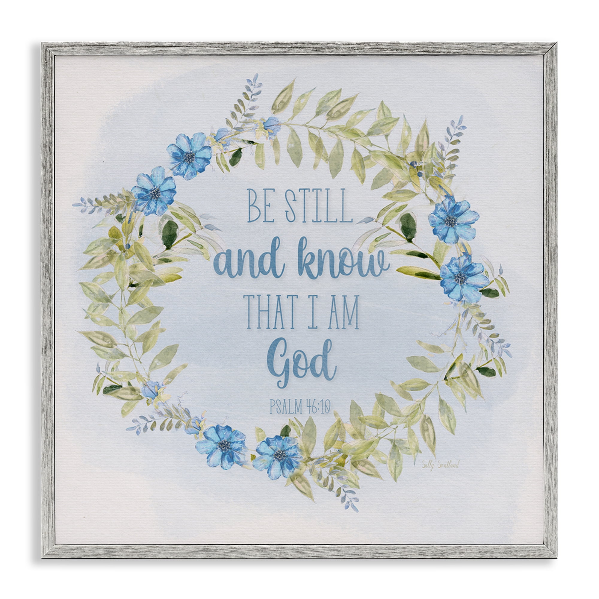 Stupell Industries Know I Am God Phrase Religious & Spiritual Painting Gray Framed Art Print Wall Art, 17 x 17
