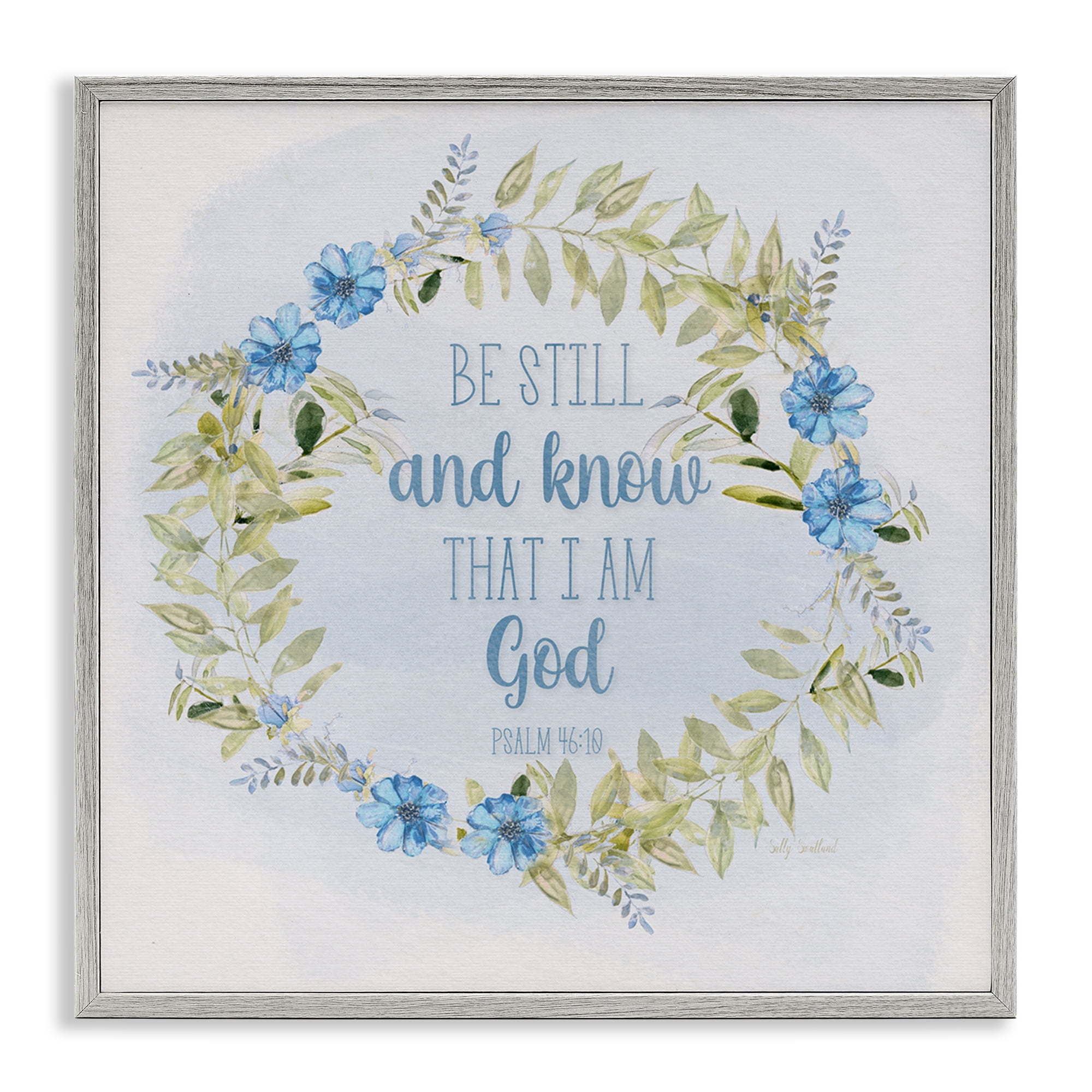 Stupell Industries Know I Am God Phrase Religious & Spiritual Painting Gray Framed Art Print Wall Art, 24 x 24
