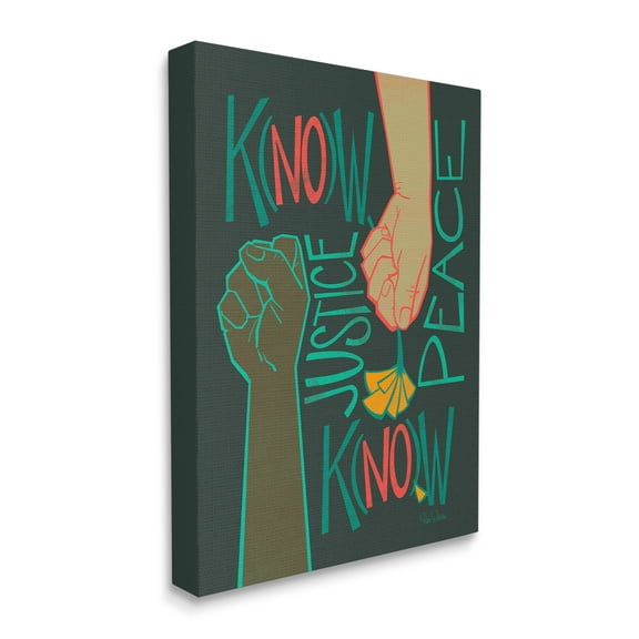 Stupell Industries Know Justice, Know Peace Hands In Social Statement Canvas Wall Art, 24 x 30, Design by Kris Duran