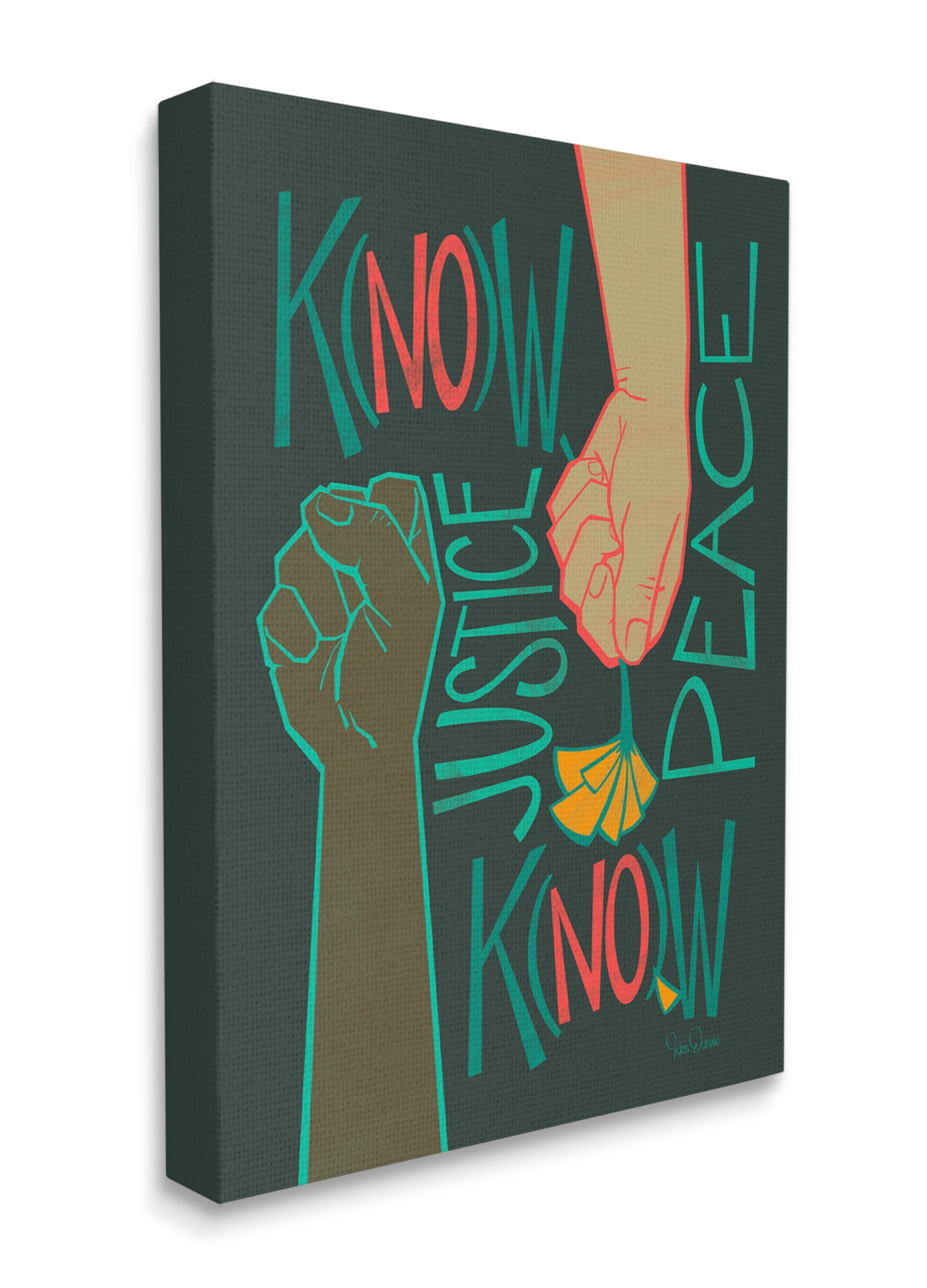 Stupell Industries Know Justice, Know Peace Hands In Social Statement Canvas Wall Art, 36 x 48, Design by Kris Duran
